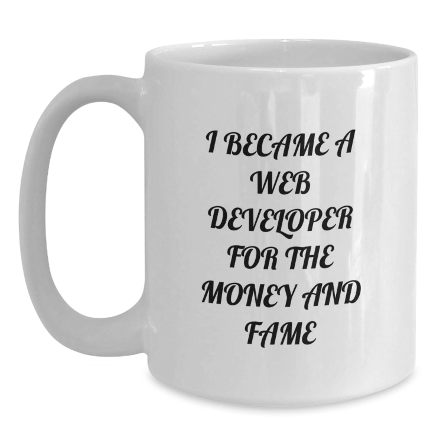 Funny White Coffee Mug Gifts for Web Developers Men Women Friends Coworkers Family from Web Developers, I Became A Web Developer For The Money And Fame, Perfect Unique Christmas Unique Gifts - Main