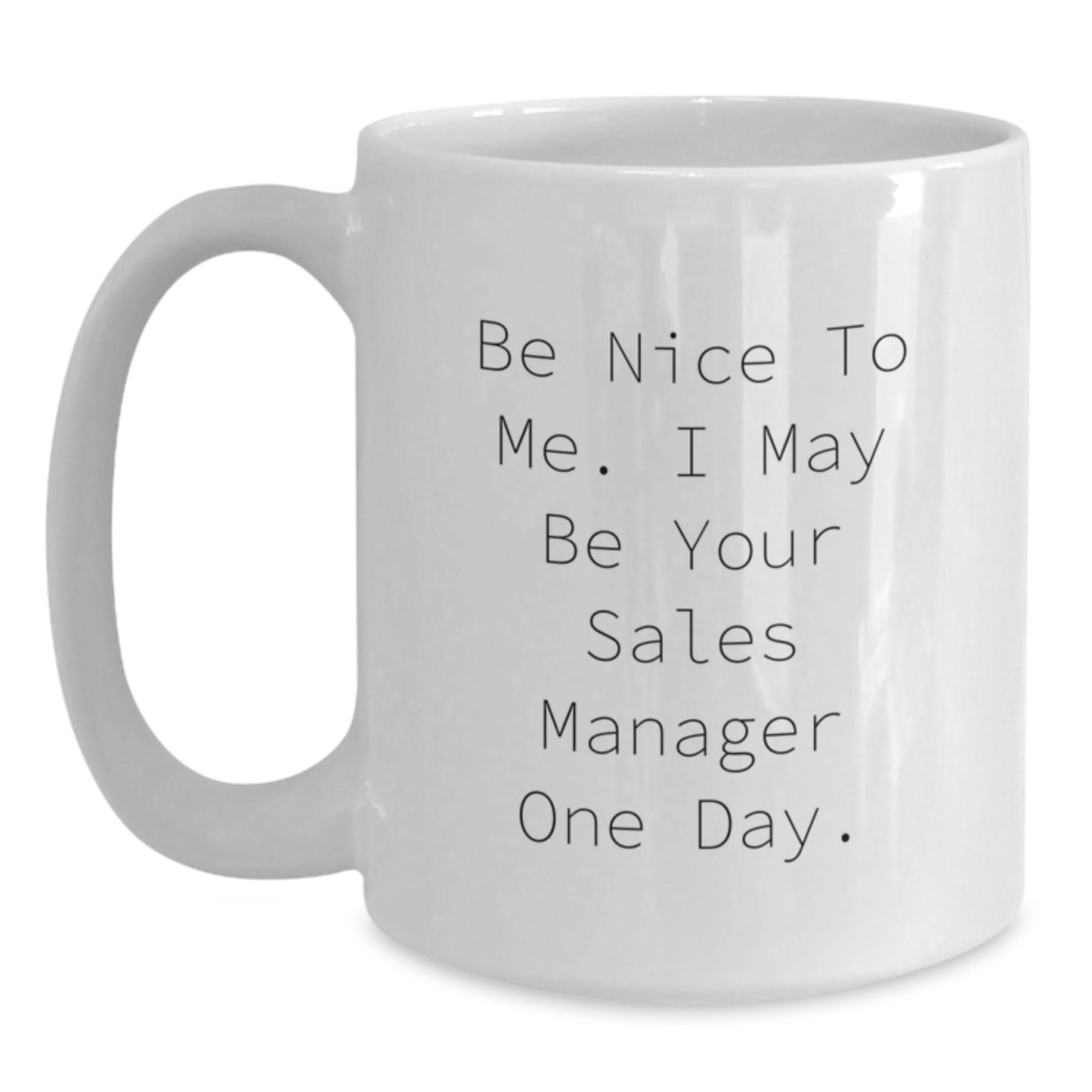 Funny Sales Manager Gifts from Friends, White Coffee Mug for Sales Manager, Christmas Unique Gift, 'Be Nice to Me I May Be Your Sales Manager One Day' - Main