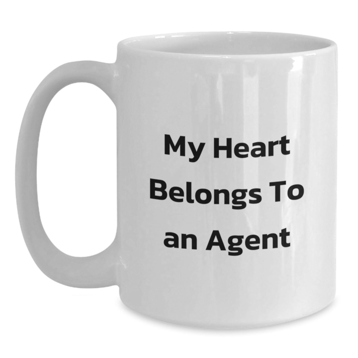 Funny Agent Gifts, Cute Christmas Agent White Coffee Mugs, 'My Heart Belongs To An Agent' Quote, Gifts from Family for Agent - Main