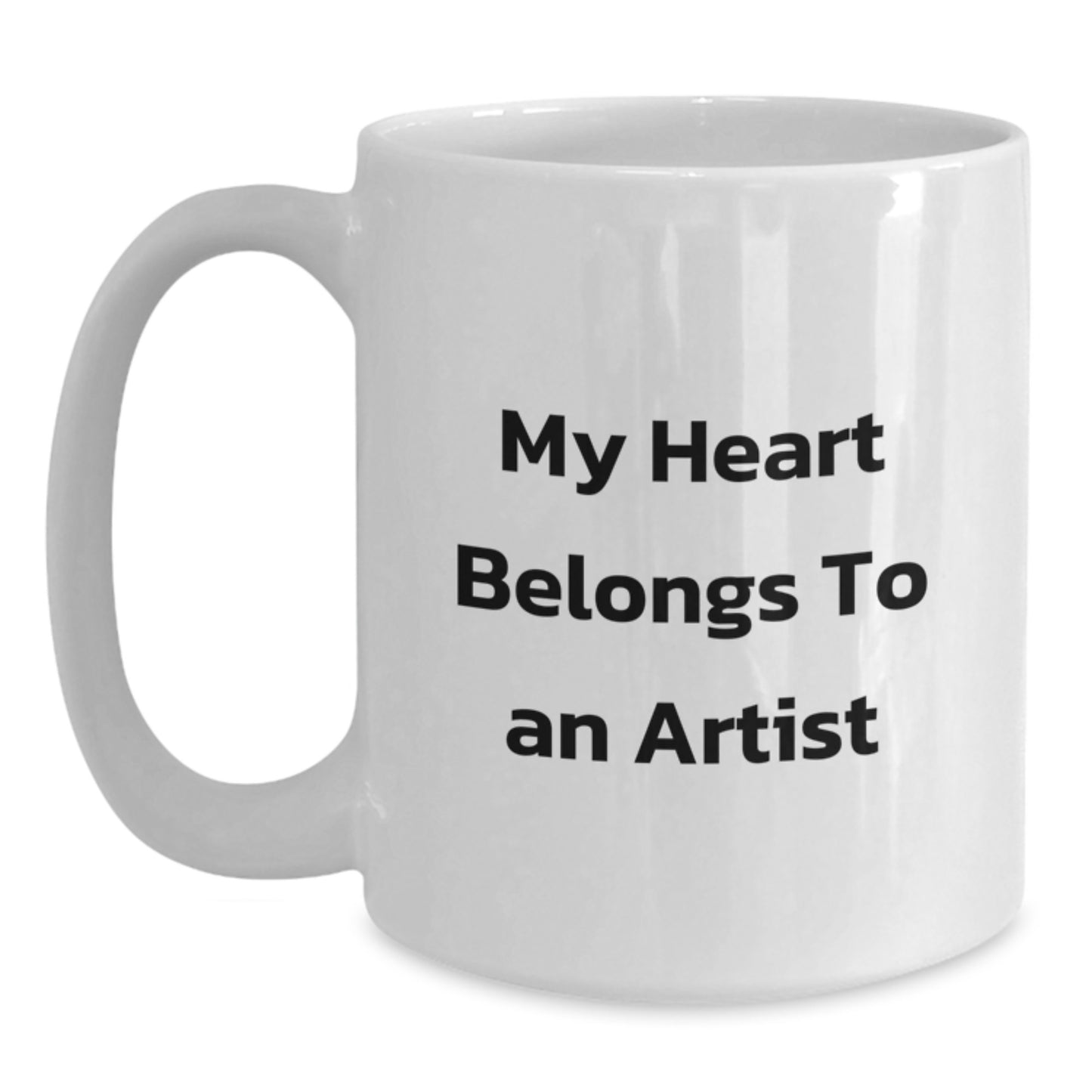 Funny Artist Gifts for Him, Unique White Coffee Mug with My Heart Belongs To An Artist Quote, Perfect for Men, Friends, or Family at Christmas - Main