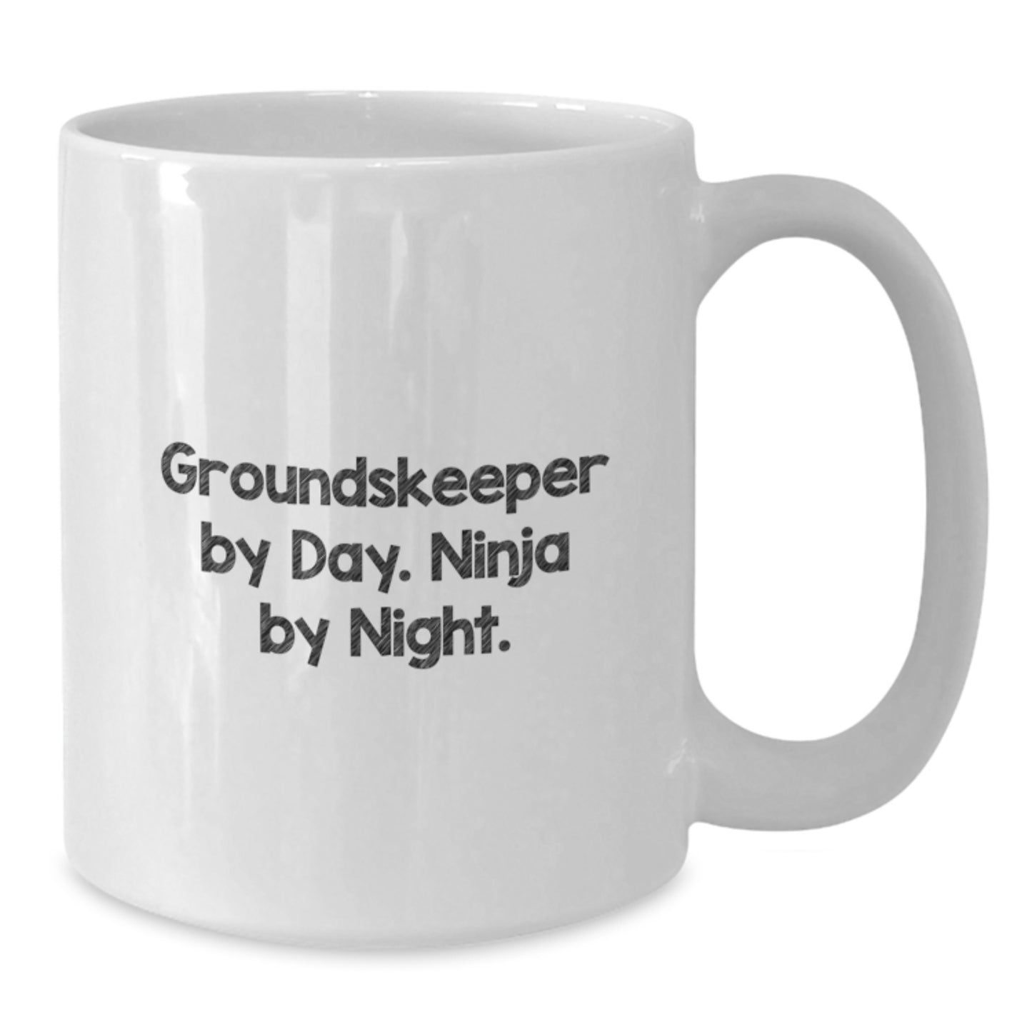 Funny groundskeeper Gifts for Men, White Coffee Mug, groundskeeper By Day. Ninja By Night. Unique Birthday Present - Additional