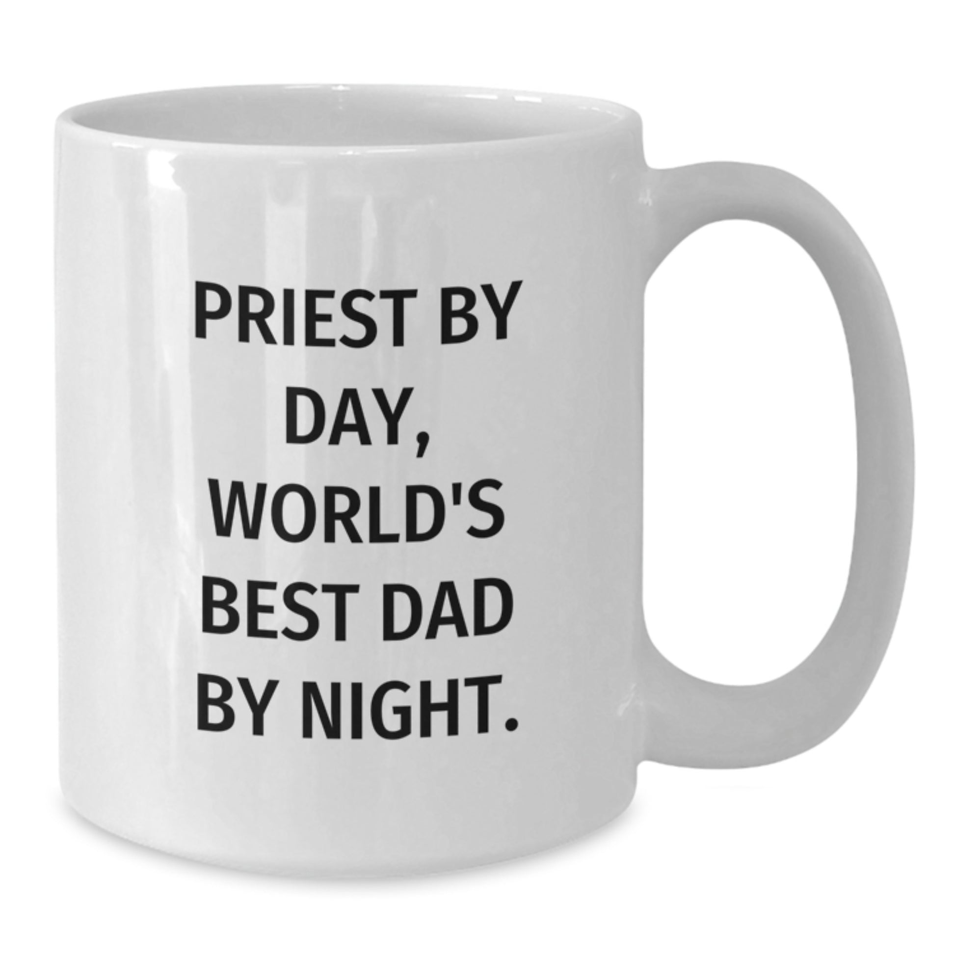 Funny Priest Gifts by Day, World's Best Dad By Night White Coffee Mug for Graduation, Gifts from Family, Friends, and Coworkers - Additional