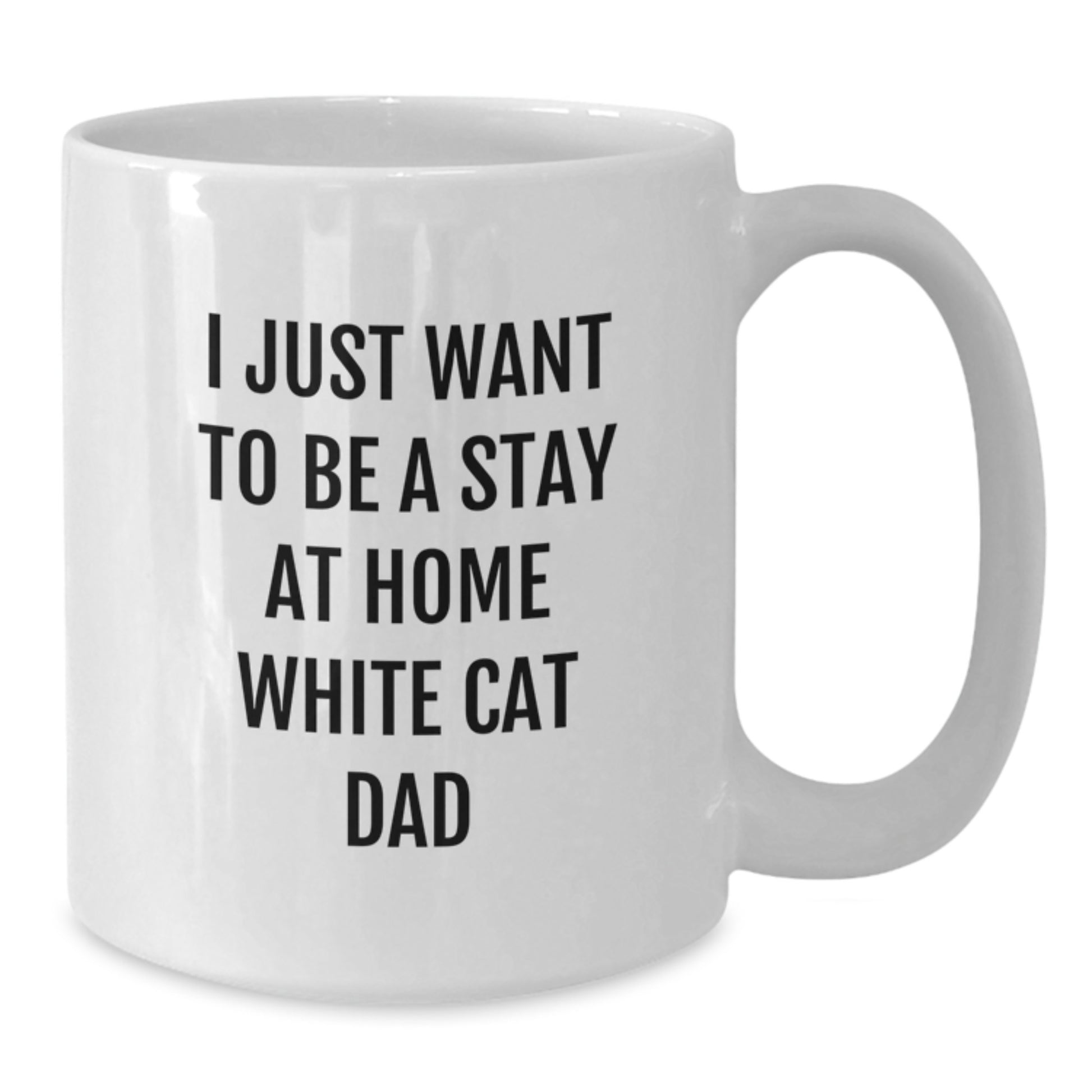 Funny White Cat Gifts from Mom Dad Friends Coworkers Family - I Just Want To Be A Stay At Home White Cat Dad White Coffee Mug for White Cat Lovers - Additional