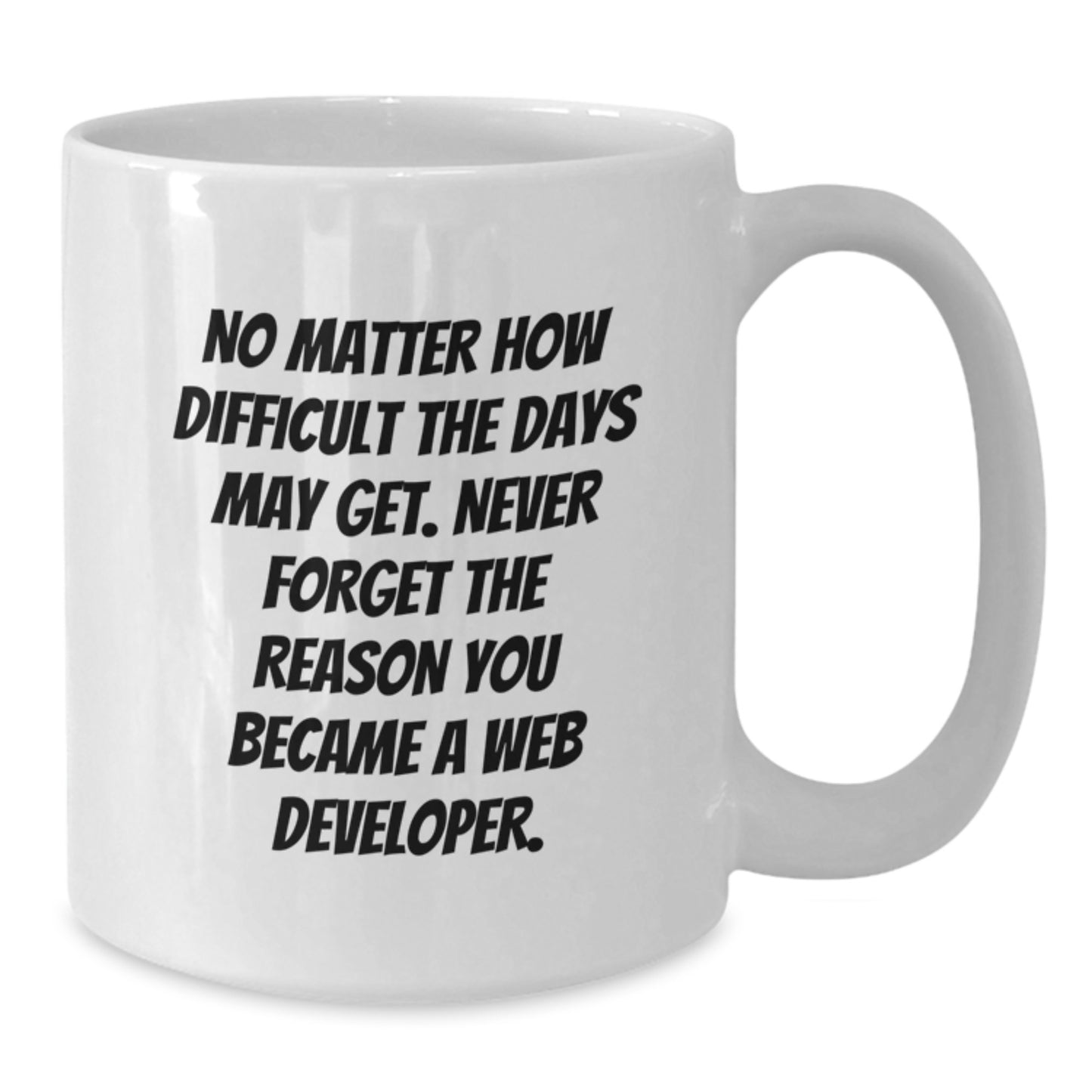 Funny Graduation Unique Gifts for Web Developer Friends from Men, White Coffee Mug with Inspirational Quote - 'No Matter How Difficult The Days May Get. - Additional