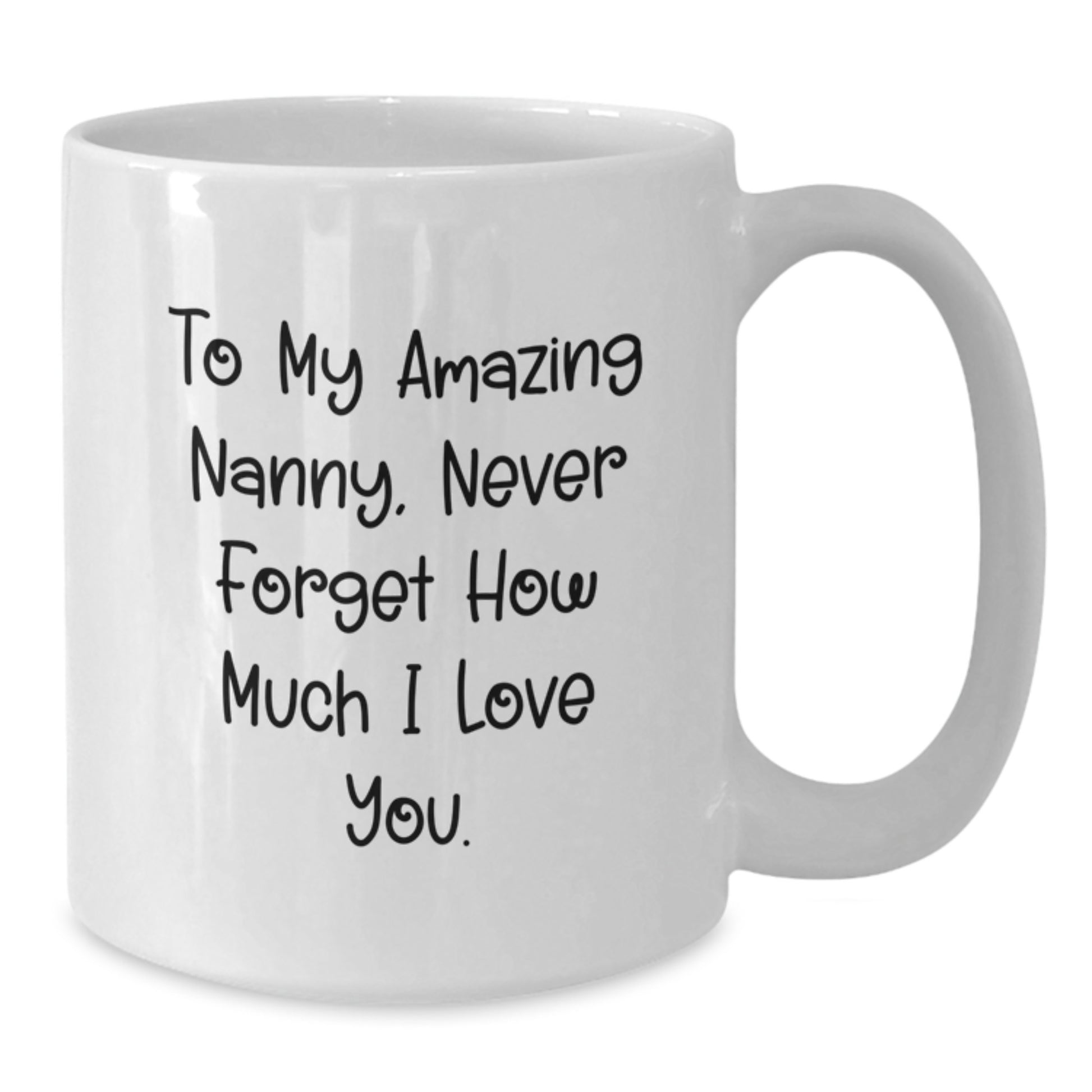 Funny Nanny Gifts for Nanny, White Coffee Mug with 'To My Amazing Nanny, Never Forget How Much I Love You' Quote, Christmas Unique Gifts from Family to Nanny - Additional