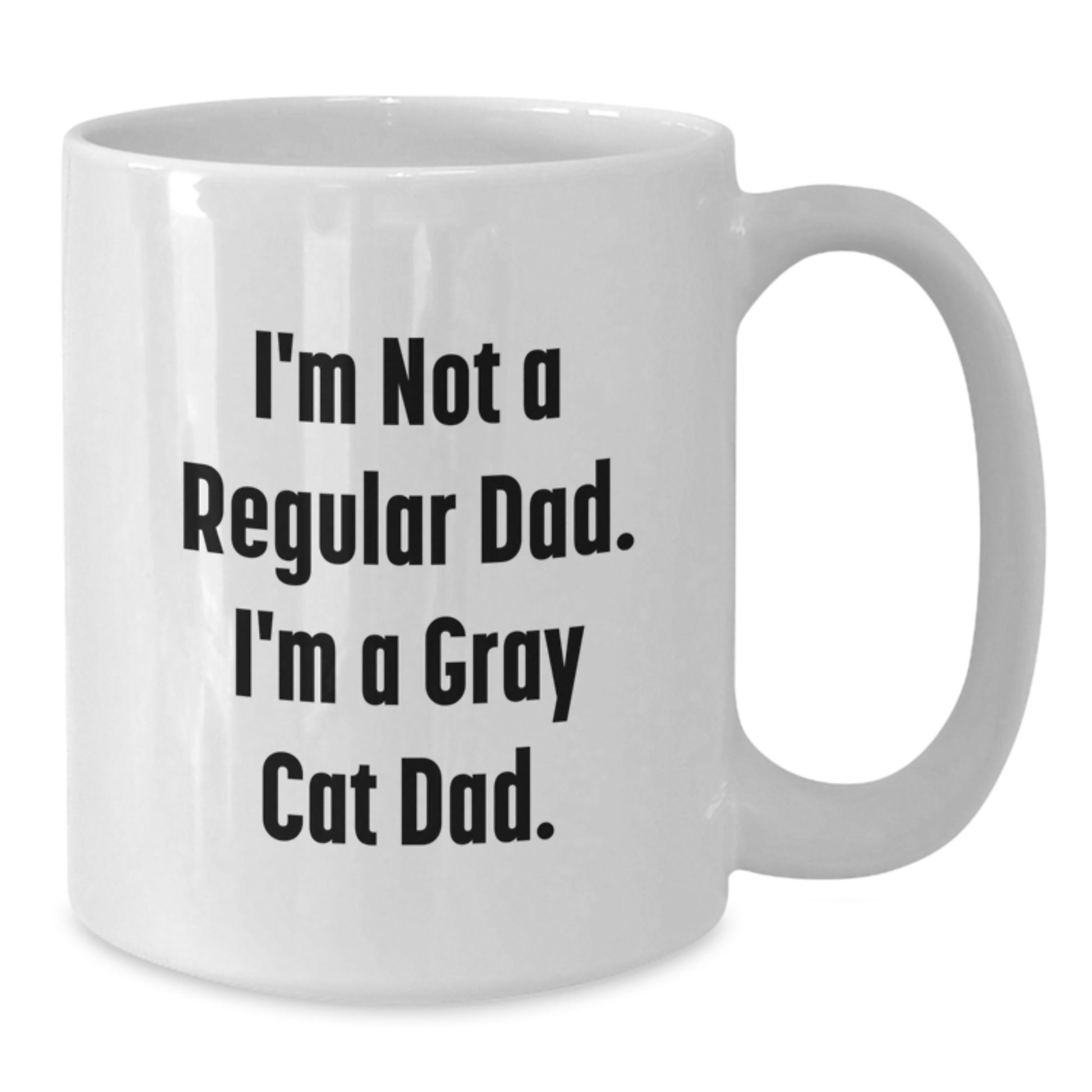 Funny Gray Cat Dad Gifts for Him from Daughter, Unique White Coffee Mug, I'm Not A Regular Dad. I'm A Gray Cat Dad. - Additional