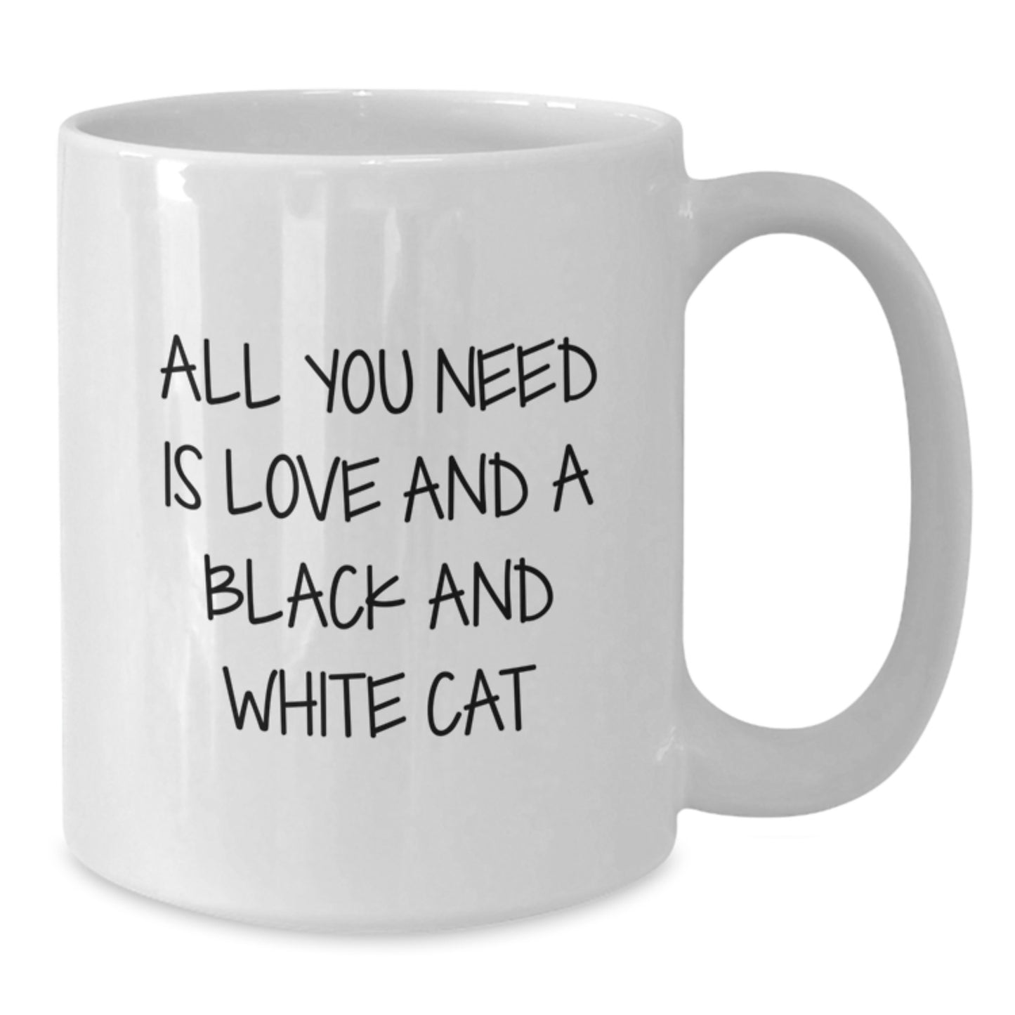Funny Black and White Cat Inspirational Gifts from Family to Family, Christmas Unique Mugs for Cat Lovers Friends, White Coffee Mug, All You Need Is Love And A Black And White Cat - Additional