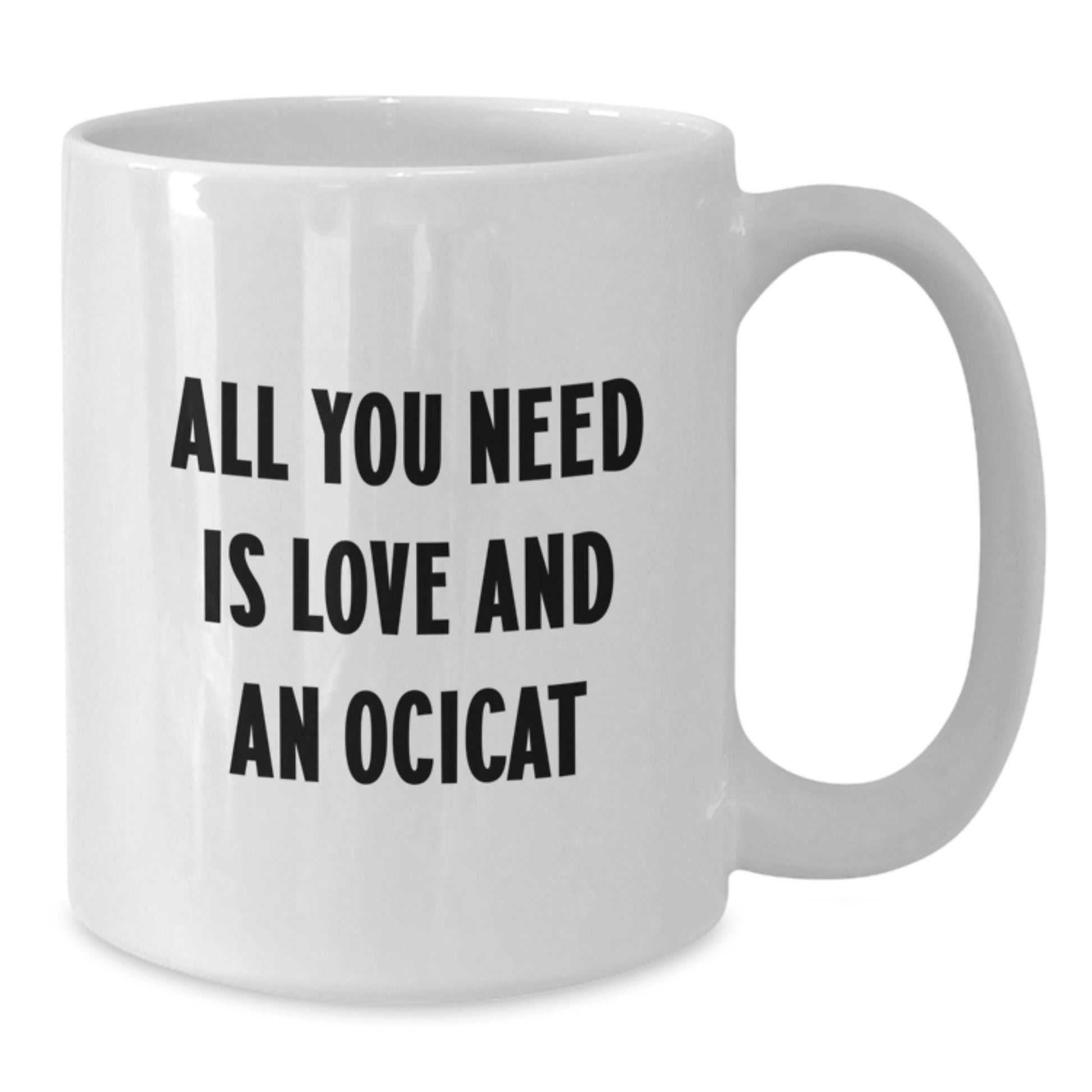 Ocicat Lovers Gift, All You Need Is Love And An Ocicat, Funny White Coffee Mug for Birthday, Gifts from Friends to Family - Additional