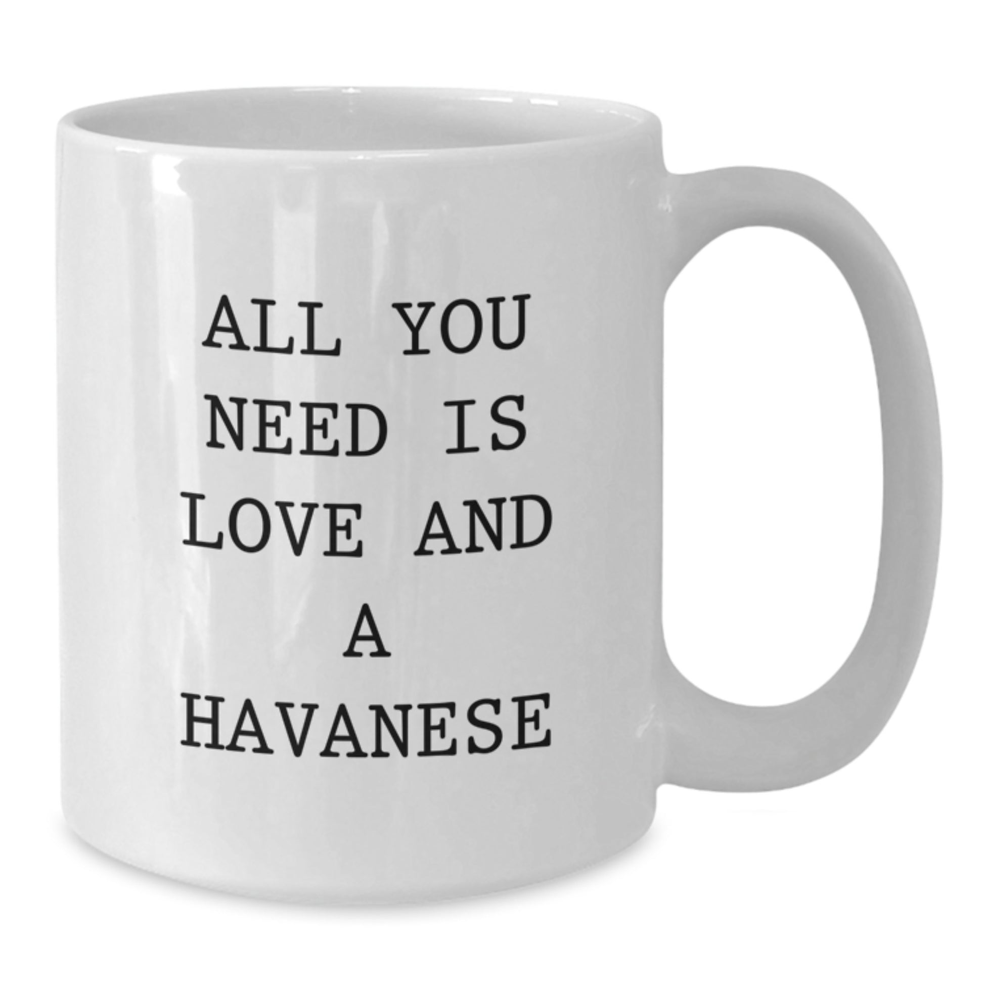 Funny Havanese Dog Lover Gifts for Friends, Family, Coworkers - 'All You Need Is Love And A Havanese' White Coffee Mug, 11oz or 15oz Capacity - Additional