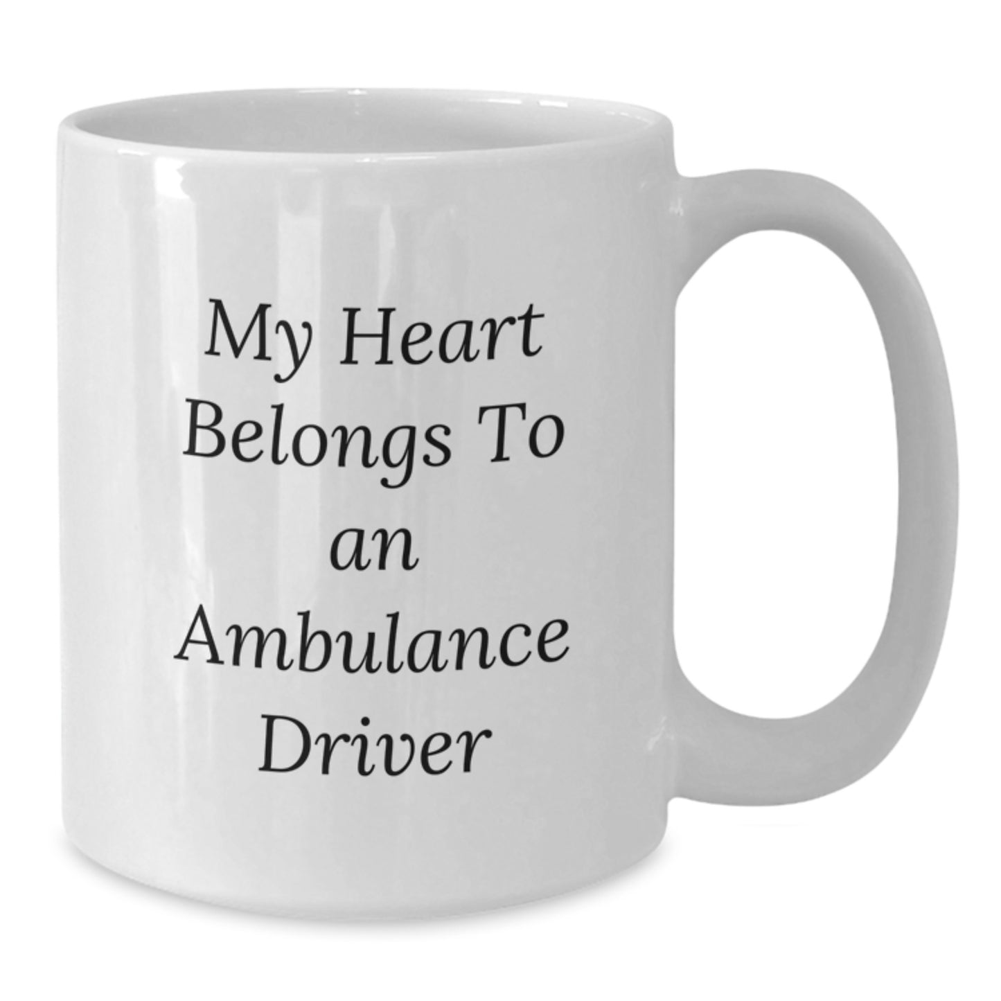 Funny Ambulance Driver Gifts from Family, White Coffee Mugs for Ambulance Driver, My 'Heart Belongs To An Ambulance Driver' Christmas Unique - Additional