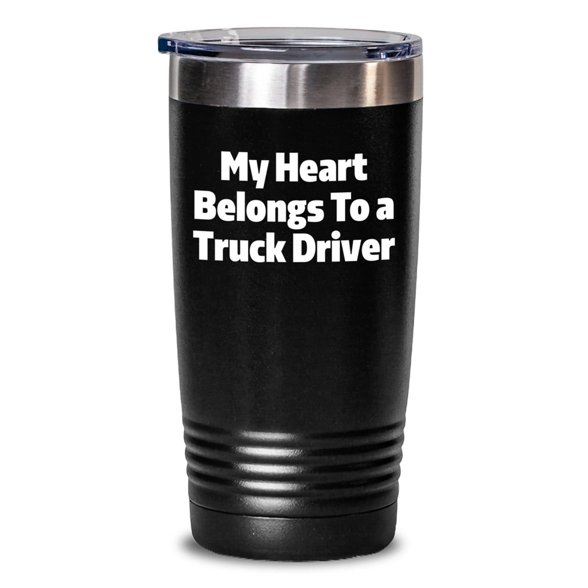 Funny Truck Driver Gifts for Men, Gifts from Family to Truck Driver, Truck Driver Tumbler with My Heart Belongs To A Truck Driver, Christmas Unique - Main