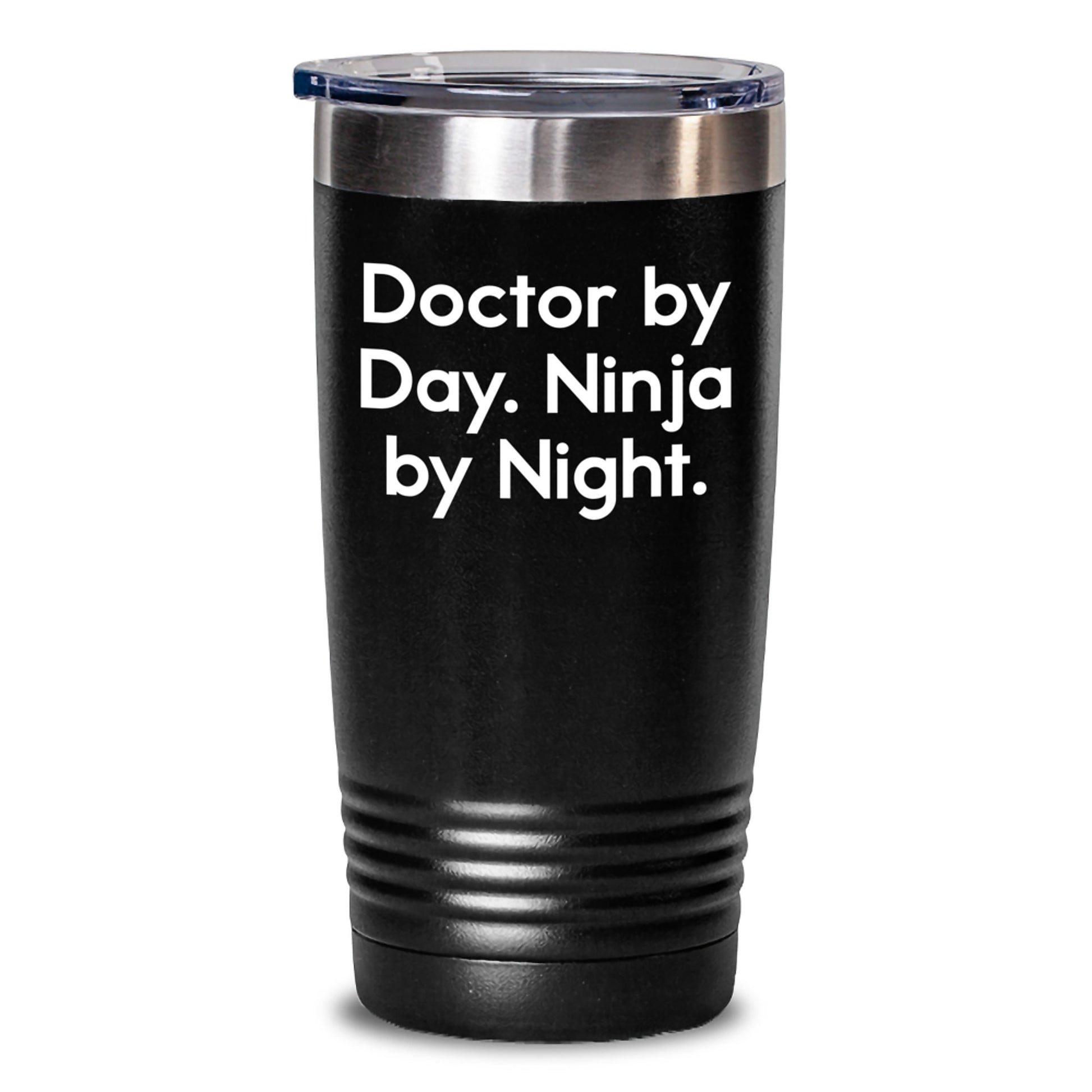 Funny Doctor Gifts, Christmas Unique Presents for Doctor, 'Doctor By Day. Ninja By Night.' Black 20oz or 30oz Tumbler, Doctor Tumbler, Doctor By Day - Main