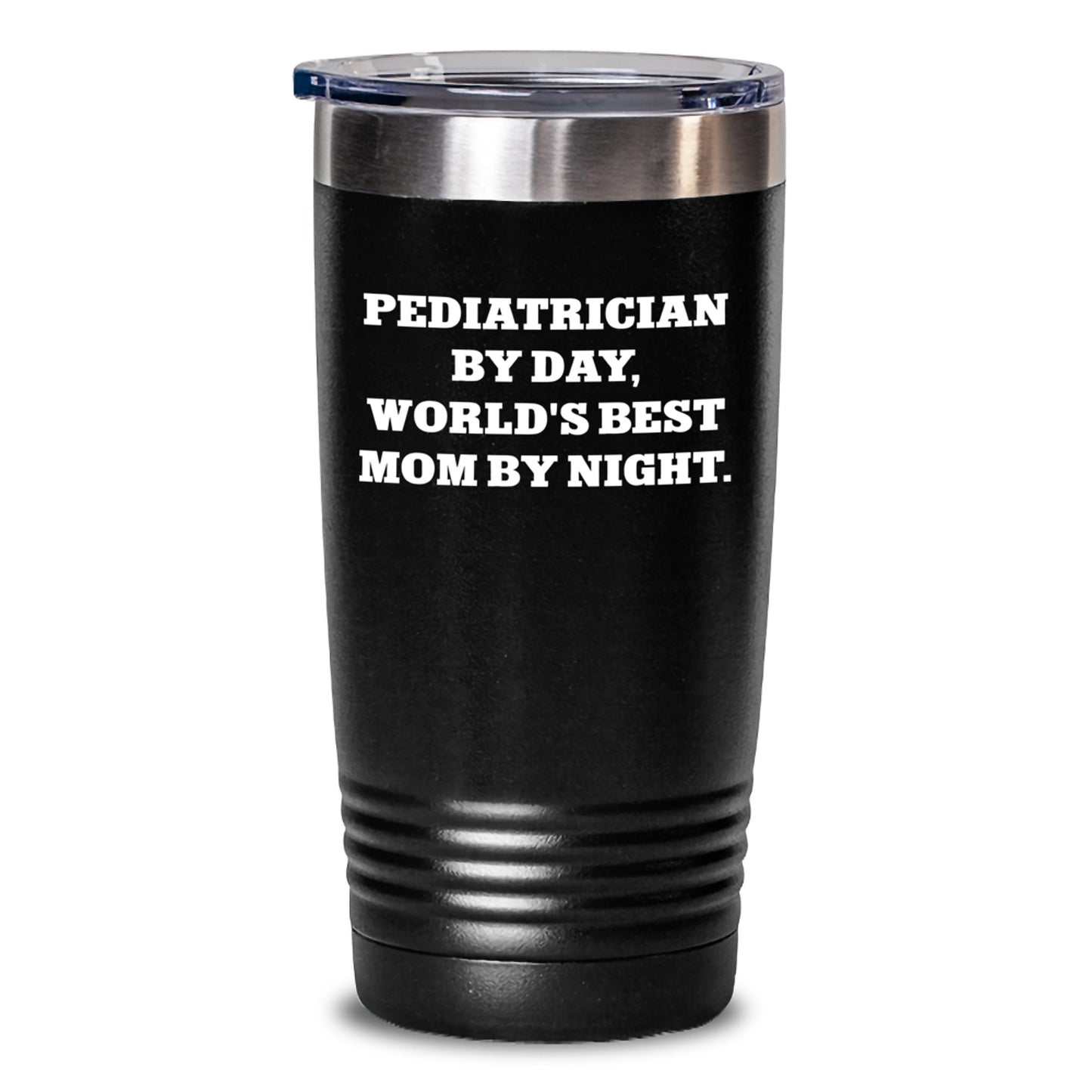 Funny Gifts for Pediatrician Mom, Best Tumbler for Hot and Cold Drinks, 'Pediatrician By Day, World's Best Mom By Night' Quote, Christmas Unique Gifts from Mom to Pediatrician - Main