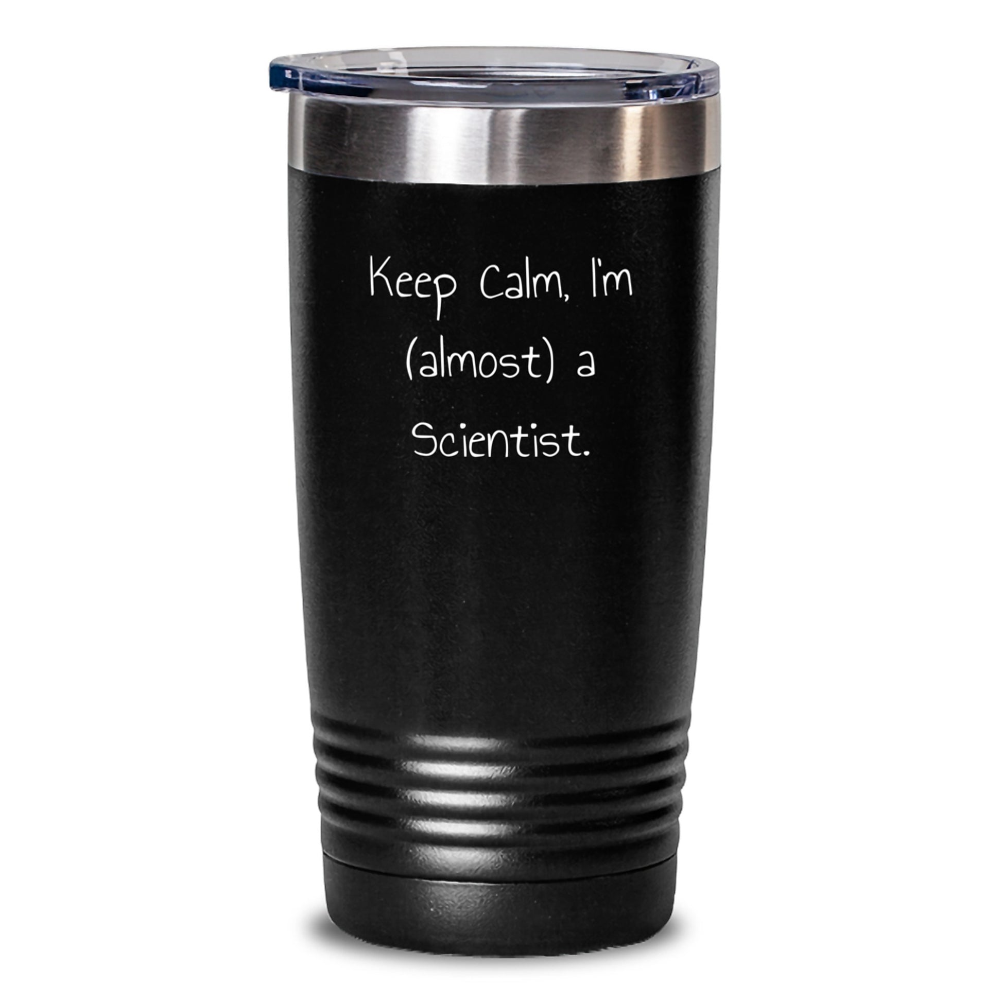 Funny Scientist Tumblers Gifts for Scientist Friends, Unique Scientist Tumbler Keeps Calm I'm (almost) A Scientist, Christmas Unique Gifts for Scientist Men - Main
