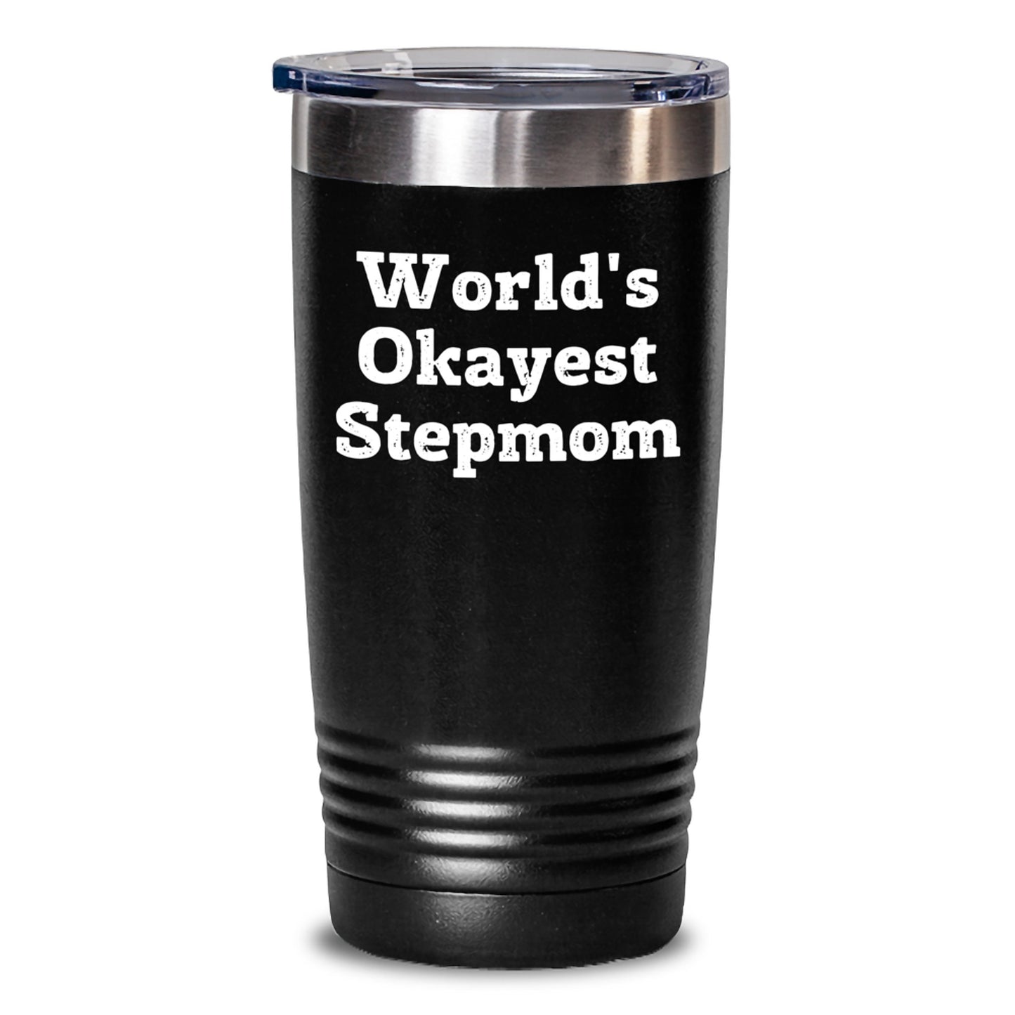 Funny Stepmom Gifts, Birthday Unique Gifts for Stepmom, World's Okayest Stepmom Tumbler, 20oz 30oz Stainless Steel Tumbler, Gifts from Men to Stepmom, Ideal Gift for Stepmom - Main