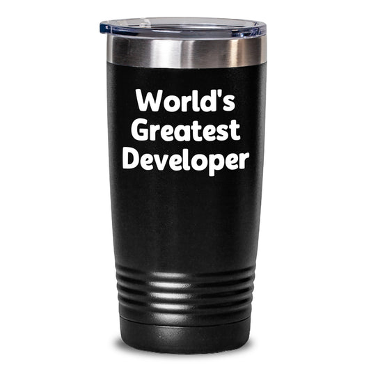 Funny 'World's Greatest Developer' Engraved Tumbler, Unique Gifts from Family to Developer on Mother's Day, Insulated Stainless Steel Tumbler for Developer - Main