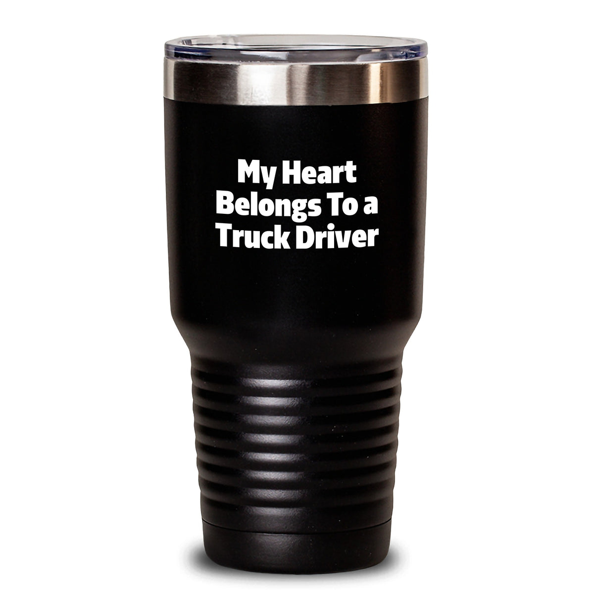 Funny Truck Driver Gifts for Men, Gifts from Family to Truck Driver, Truck Driver Tumbler with My Heart Belongs To A Truck Driver, Christmas Unique - Main