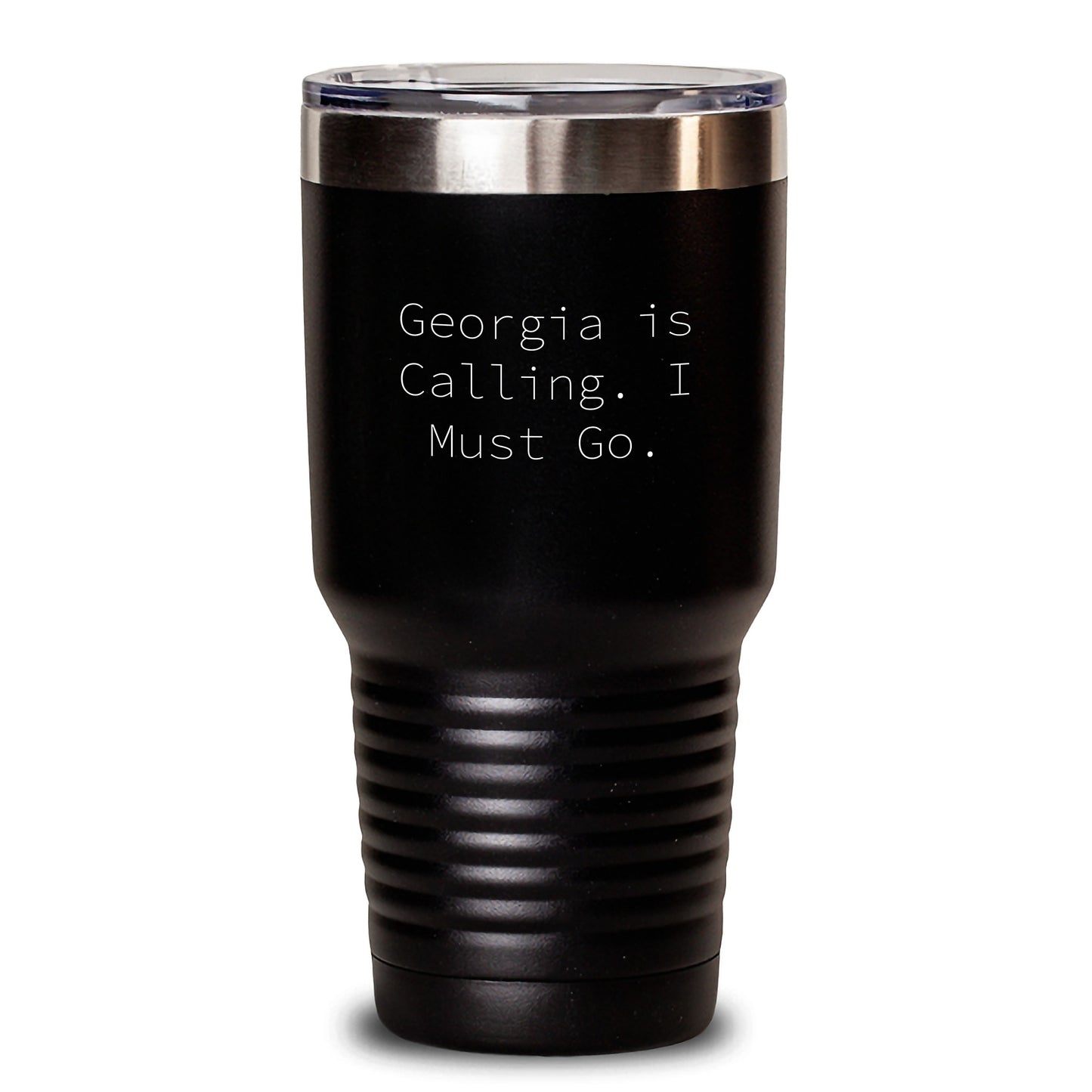 Gifts from Friends to Georgia Lovers, 'Georgia Is Calling. I Must Go.' Funny Birthday Tumbler, 20oz or 30oz Black Vacuum Insulated Stainless Steel Gifts - Main