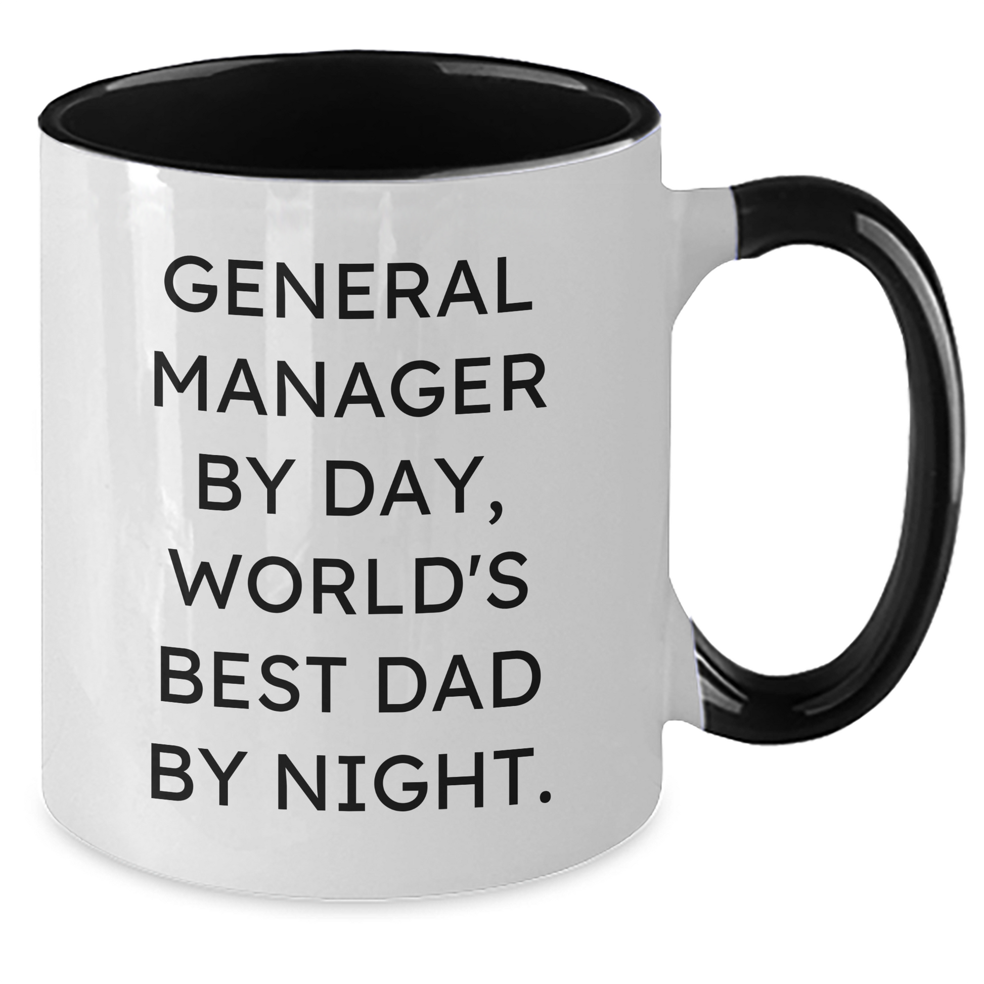 Funny General Manager Gifts - General Manager By Day, World's Best Dad By Night. - Two Tone Coffee Mug for Graduation - Gifts from Friends, Family, Coworkers - Gifts for General Manager, Men, Women - Additional
