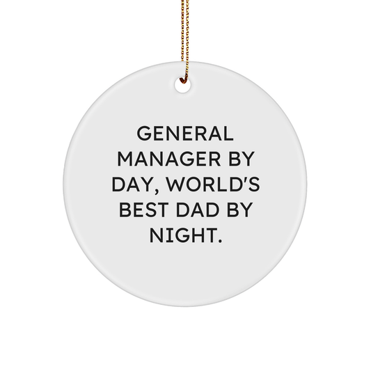 General Manager Gifts by Day, World's Best Dad Circle Ornament for Christmas - Image 1