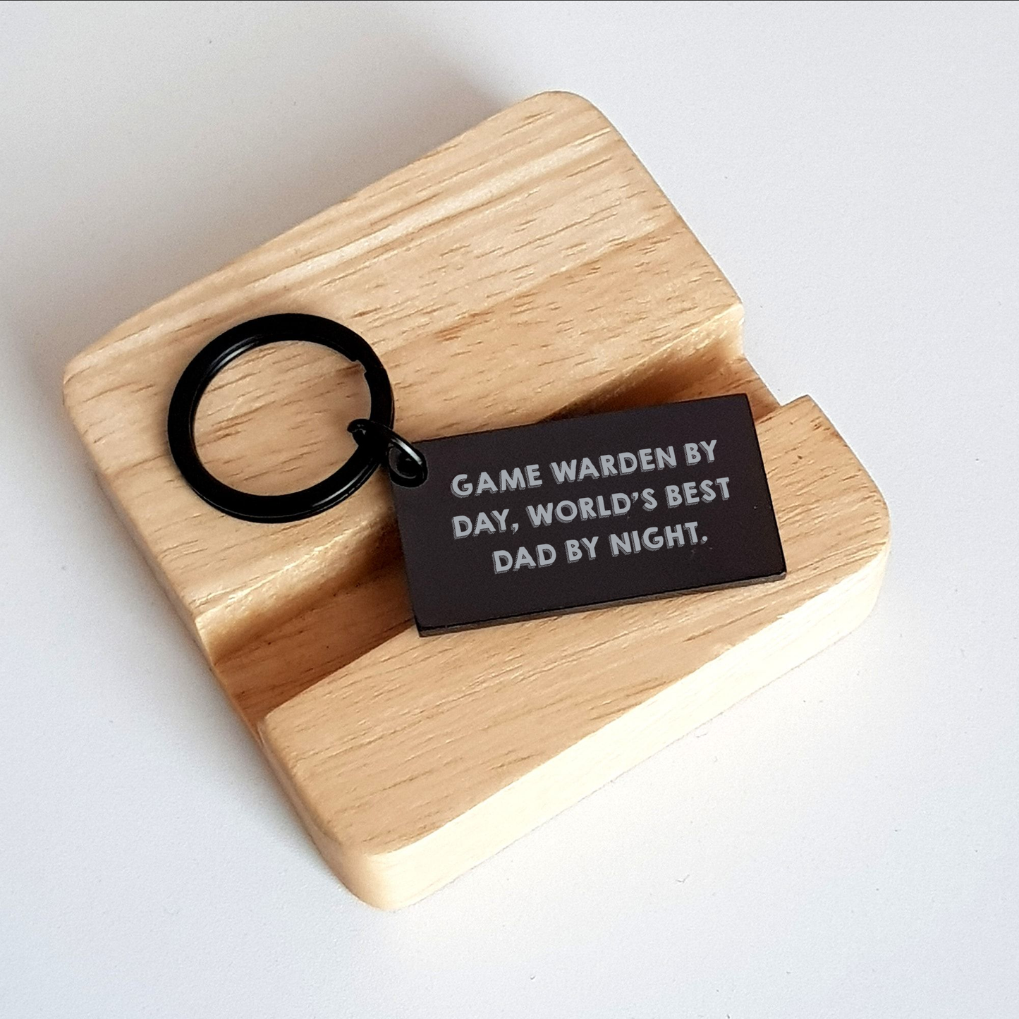Game Warden Gifts, Funny Keychain for Men, Graduation Unique Gifts from Dad, 'Game Warden By Day, World's Best Dad By Night' Engraved - Image 2
