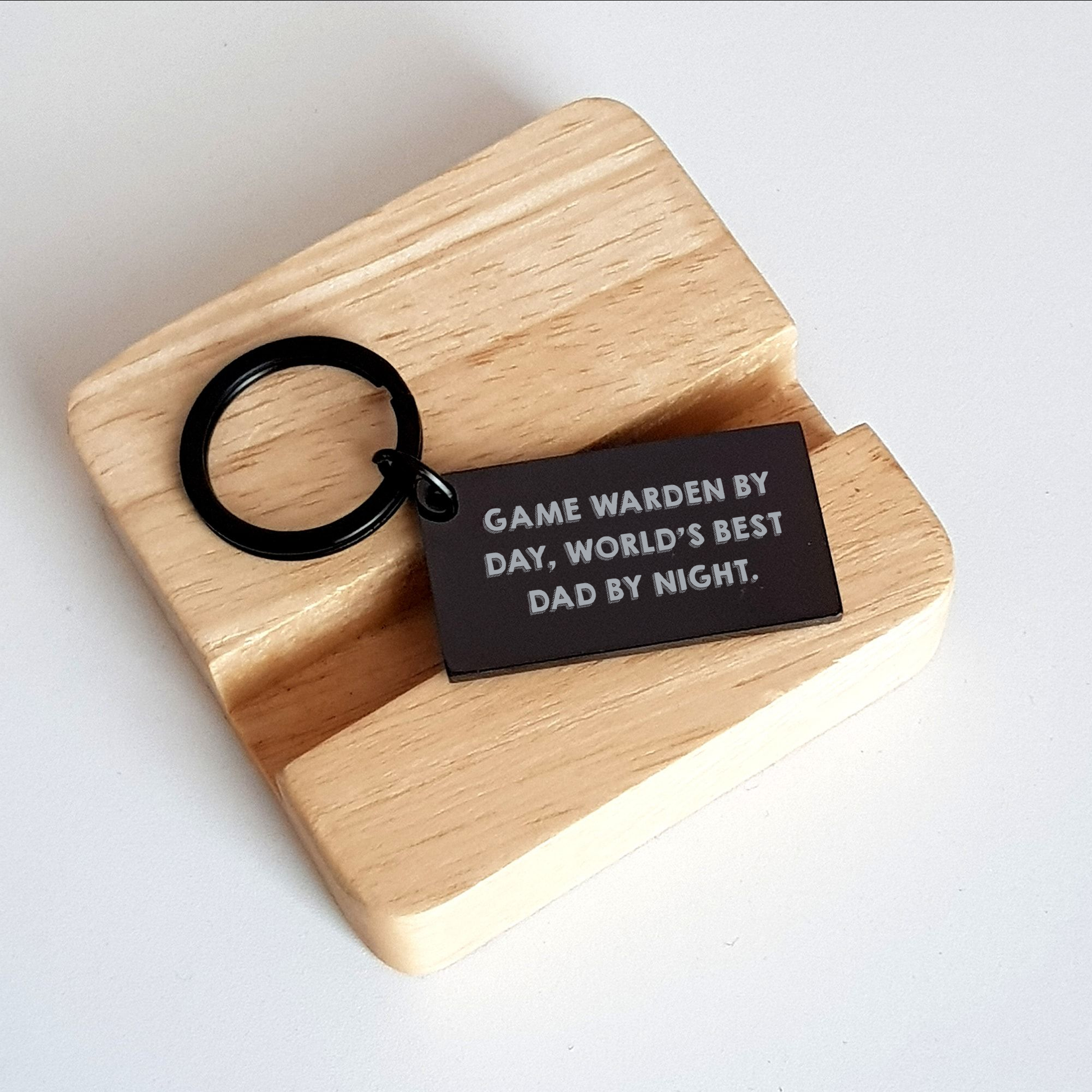 Game Warden Gifts, Funny Keychain for Men, Graduation Unique Gifts from Dad, 'Game Warden By Day, World's Best Dad By Night' Engraved - Image 2