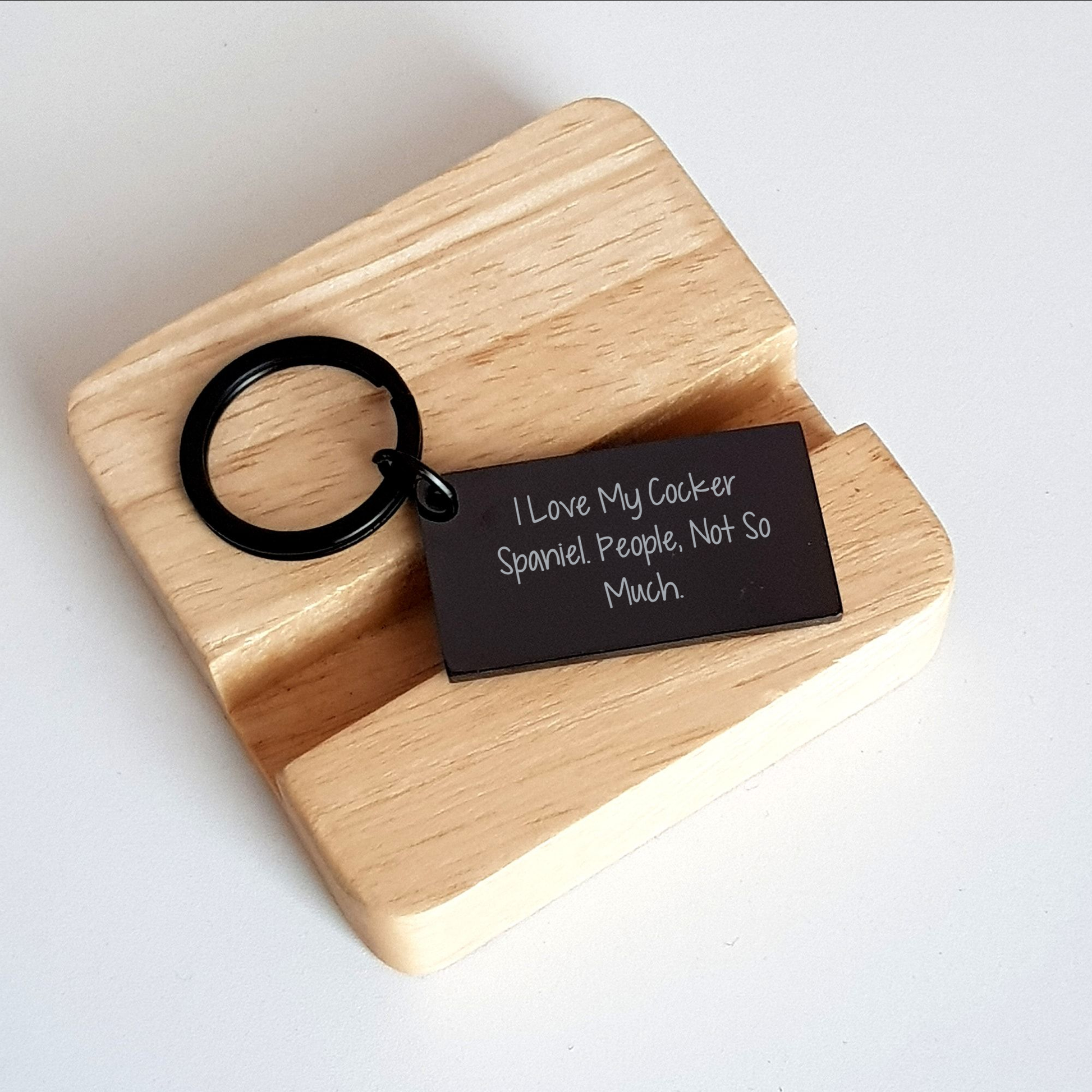 Cocker Spaniel Dog Lover Gifts from Friends for Graduation Unique Keychain, I Love My Cocker Spaniel. People, Not So Much. - Engraved Stainless Steel Keychain - Image 2