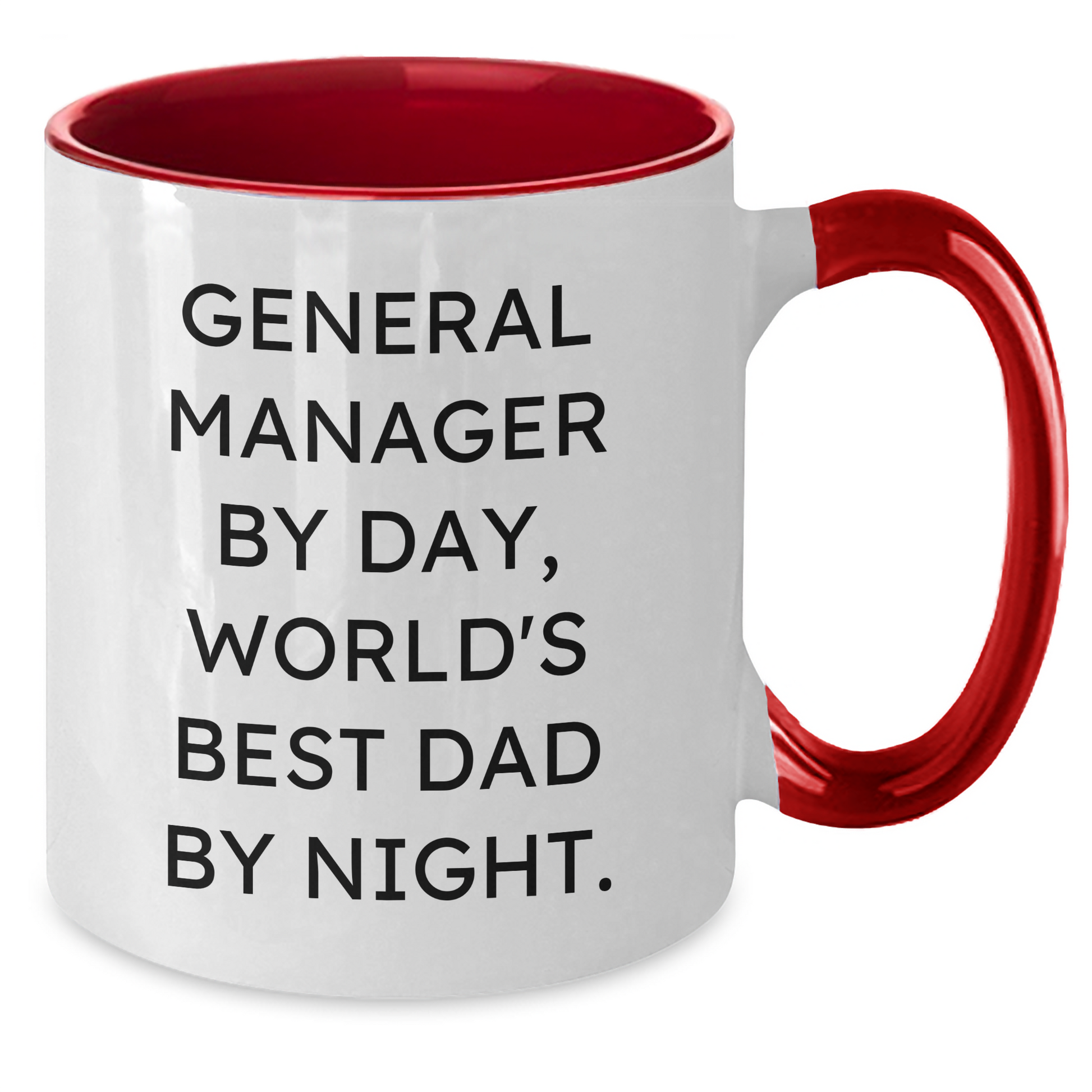 Funny General Manager Gifts - General Manager By Day, World's Best Dad By Night. - Two Tone Coffee Mug for Graduation - Gifts from Friends, Family, Coworkers - Gifts for General Manager, Men, Women - Additional