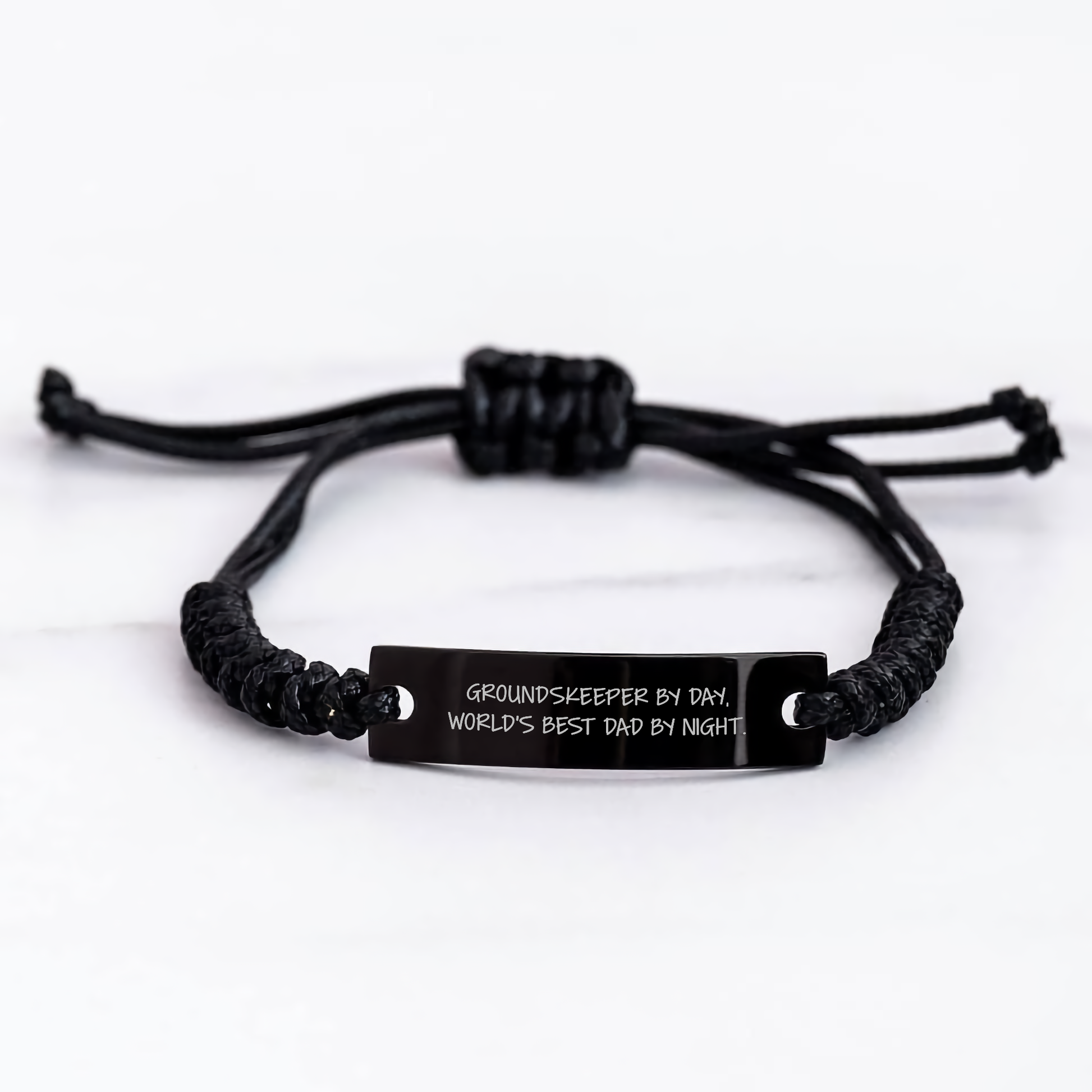 groundskeeper Gifts by Day, Funny Rope Bracelet for Graduation, 'groundskeeper By Day, World's Best Dad By Night.' Engraved, Gifts from Men to groundskeepers - Image 3