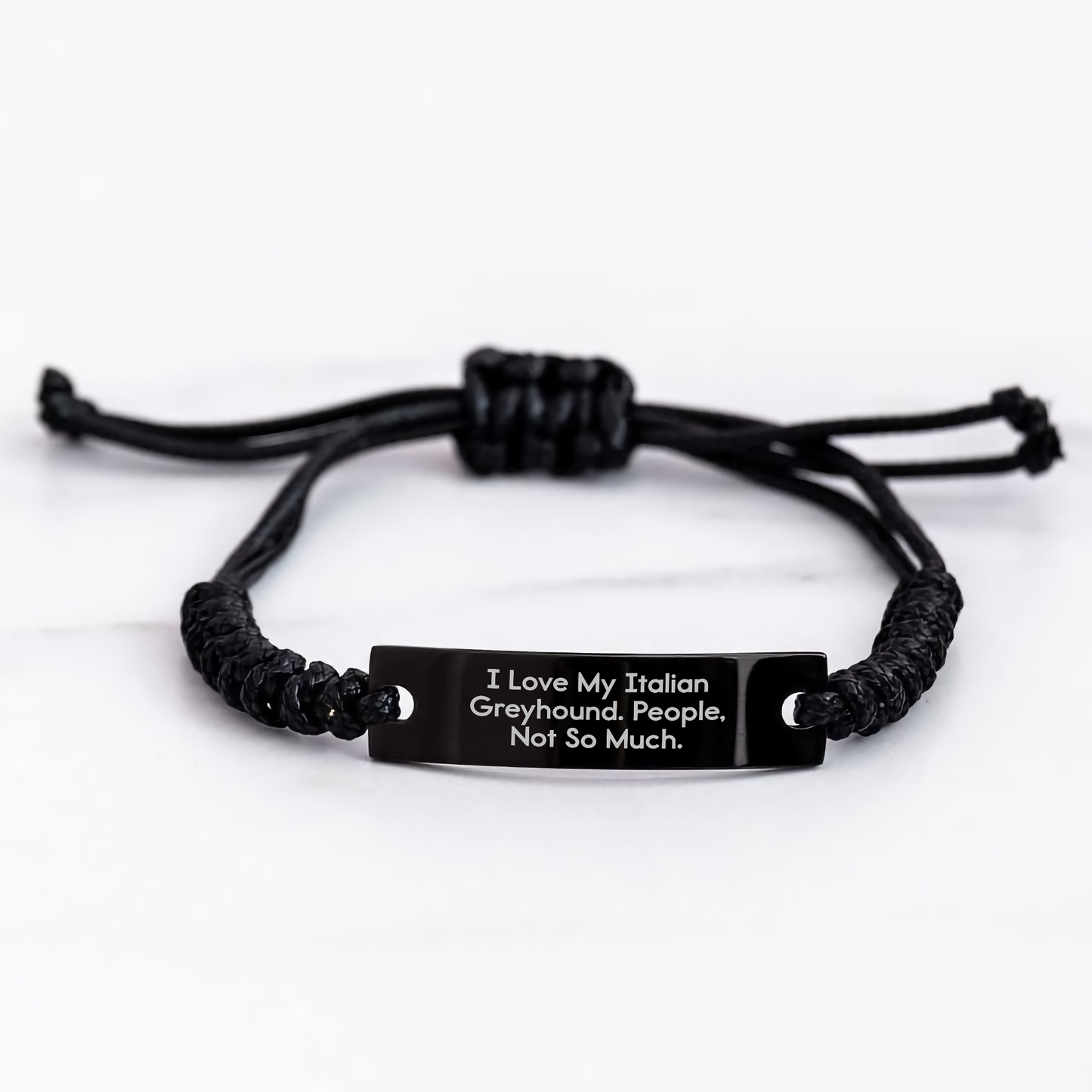 Funny Italian Greyhound Dog Gifts for Men - 'I Love My Italian Greyhound. People, Not So Much.' Engraved Rope Bracelet, Adjustable Graduation Unique Gifts for Women and Family from Friends - Image 3