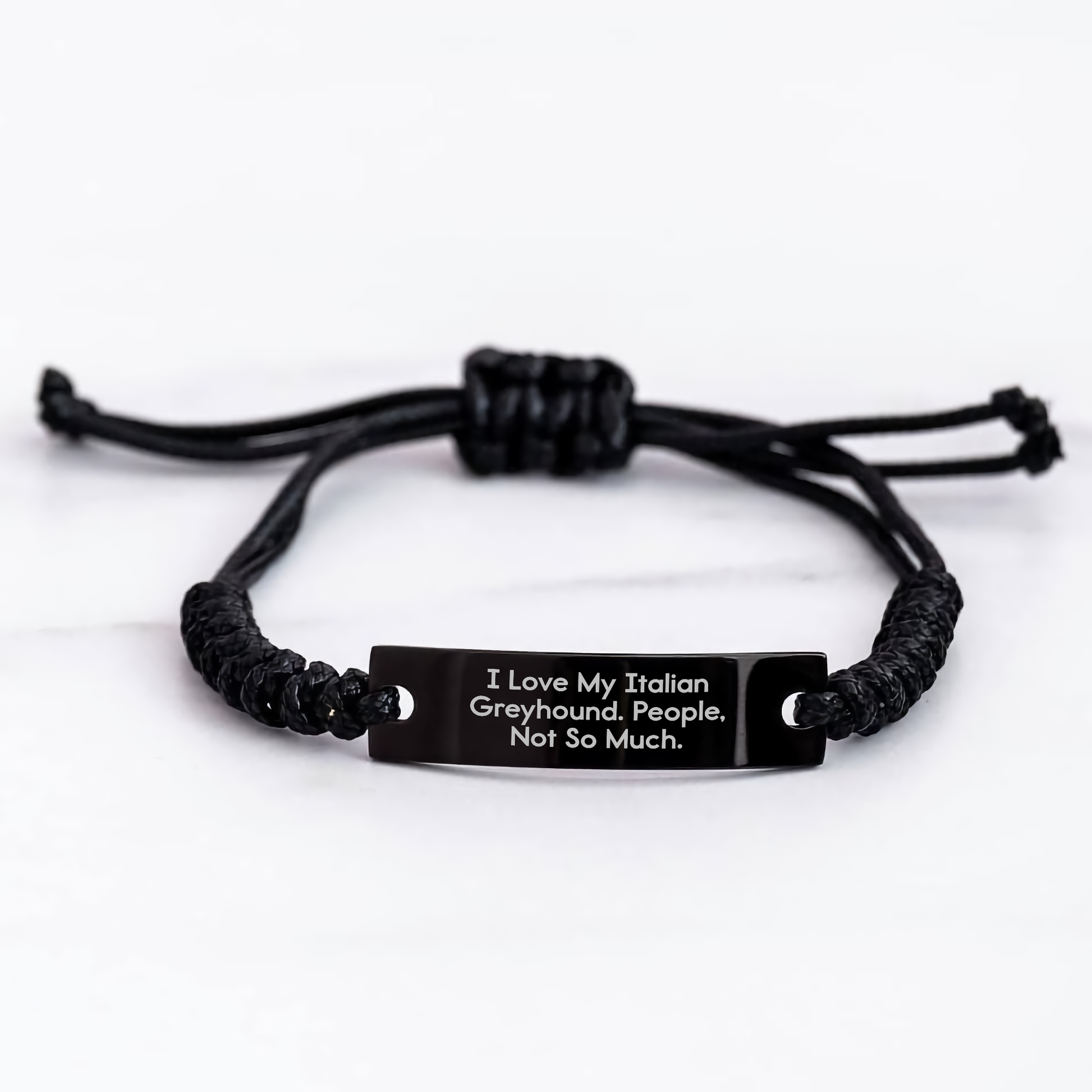 Funny Italian Greyhound Dog Gifts for Men - 'I Love My Italian Greyhound. People, Not So Much.' Engraved Rope Bracelet, Adjustable Graduation Unique Gifts for Women and Family from Friends - Image 3