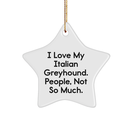 Italian Greyhound Dog Gifts from Friends - I Love My Italian Greyhound, People Not So Much. Christmas Star Ornament for Italian Greyhound Dog Owners - Image 1