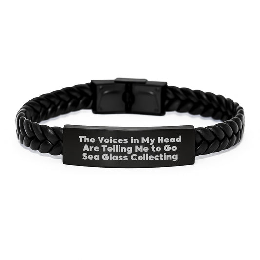 Funny Gift for Sea Glass Collecting Enthusiasts - Interlaced Leather Bracelet, Gifts from Family for Sea Glass Collectors, Christmas Unique Gifts - Image 1