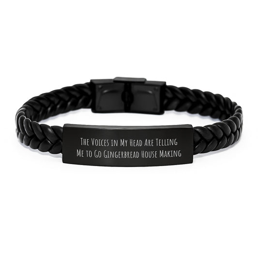 Gingerbread House Making Gifts for Men and Women, Funny Quote Interlaced Leather Bracelet, Christmas Unique Presents - Image 1