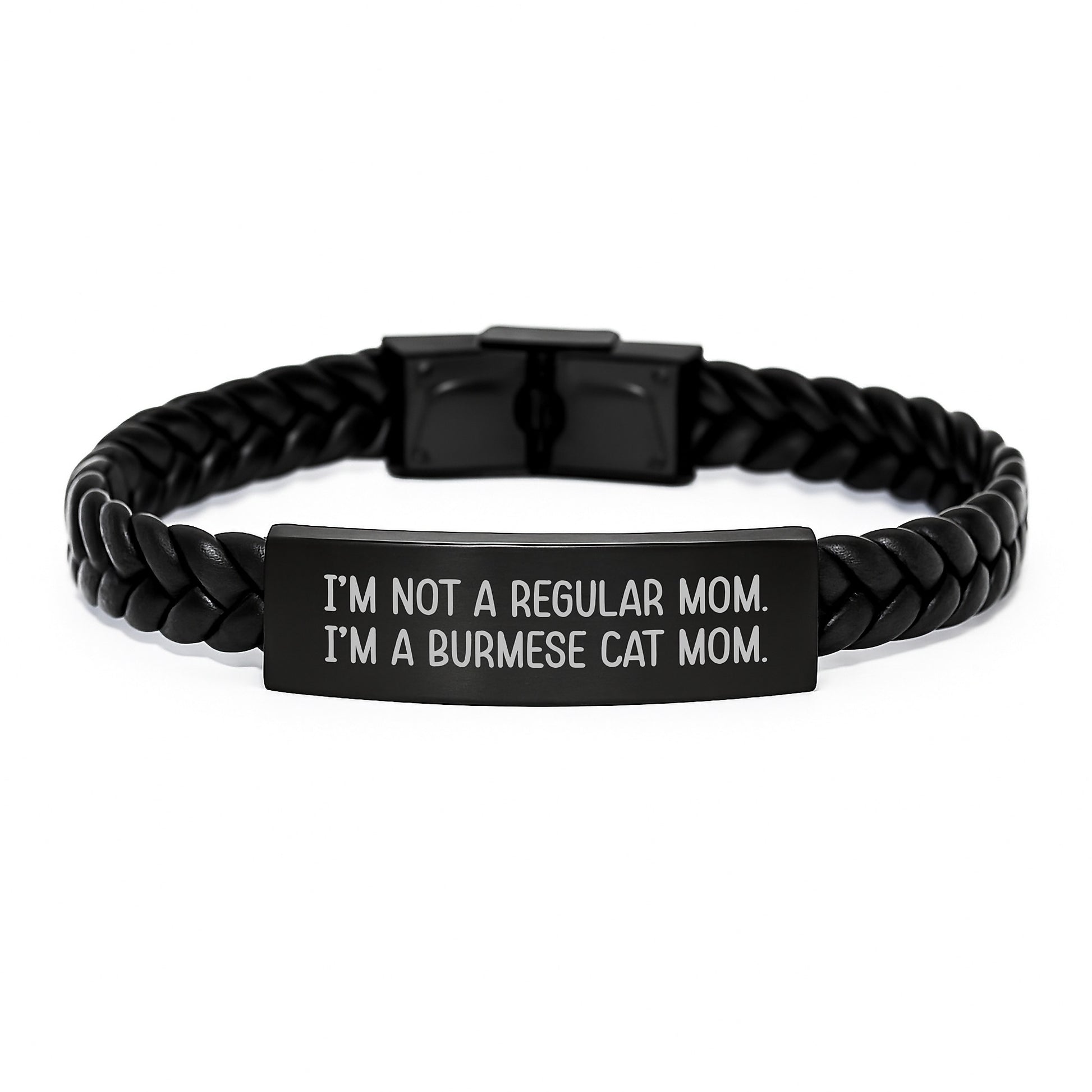 Funny Burmese Cat Mom Gifts from Men to Family - Christmas Unique Interlaced Leather Bracelet - Image 1