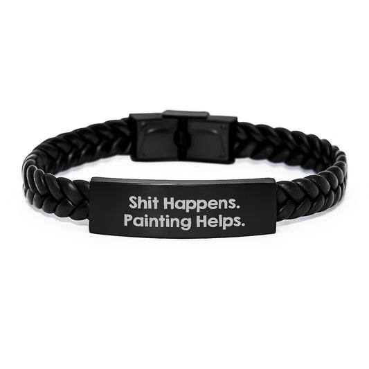 Funny Painting Interlaced Leather Bracelet Gifts for Painting Men Friends from Family - Image 1