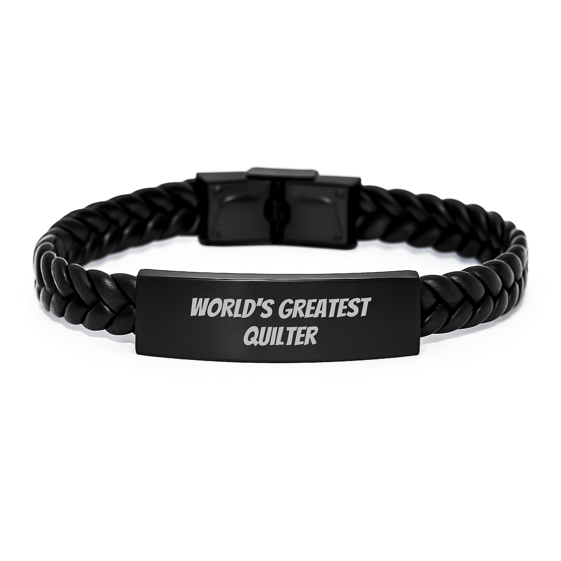 Funny Quilter Gifts from Dad, World's Greatest Quilter Interlaced Leather Bracelet for Men, Father's Day Unique Jewelry, Quilter Appreciation - Image 1