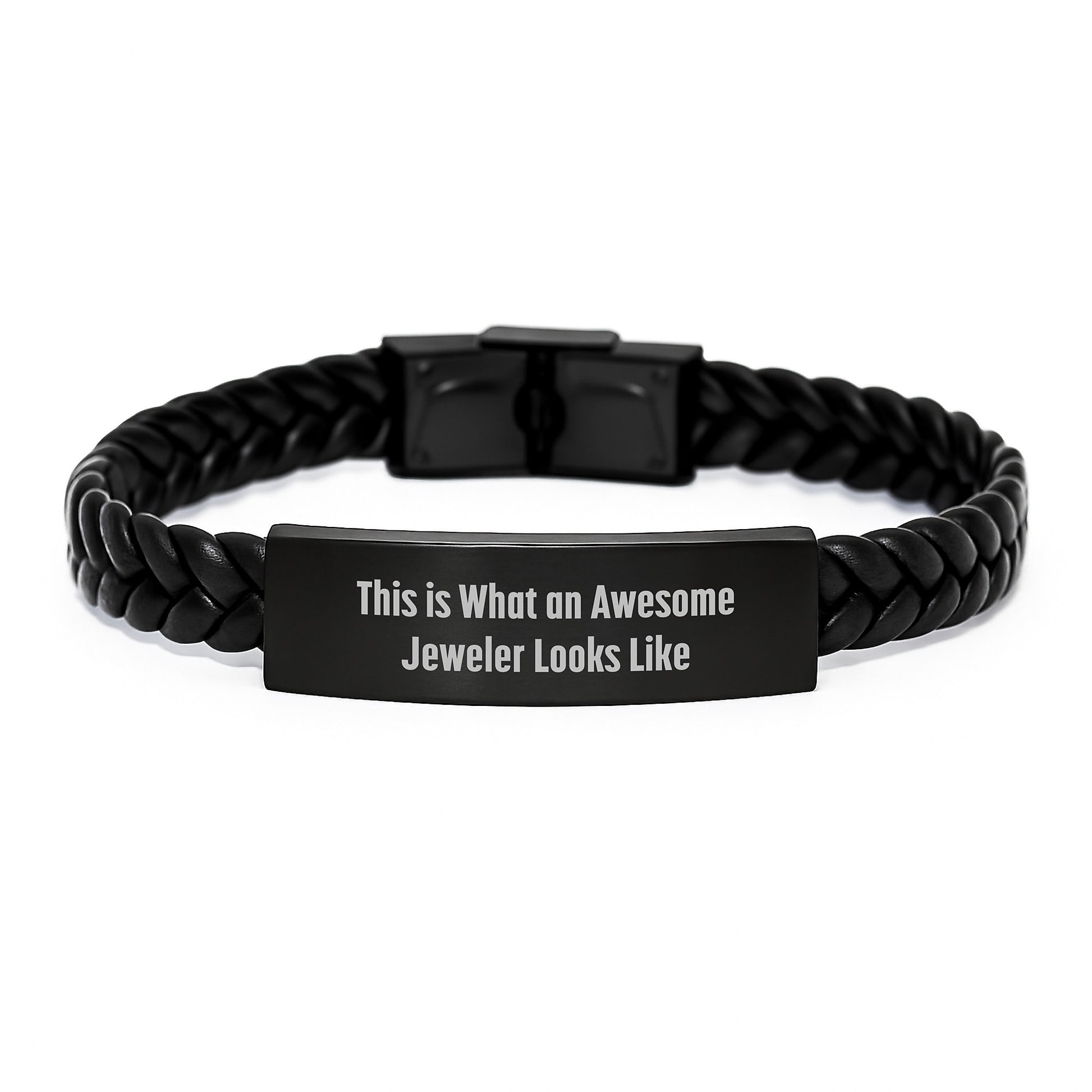 Funny Jeweler Gifts for Men, Funny Interlaced Leather Bracelet, This Is What An Awesome Jeweler Looks Like, Christmas Unique Gifts from Friend to Husband - Image 1