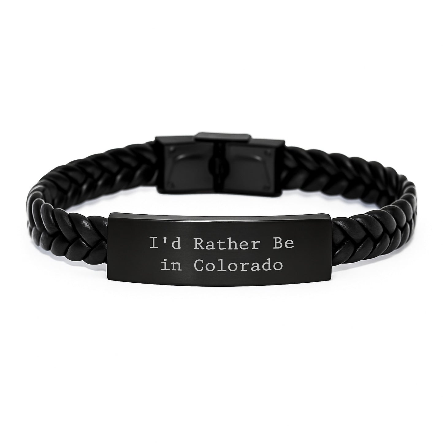 Colorado Gifts, 'I'd Rather Be In Colorado' Interlaced Leather Bracelet, Birthday Unique Gifts from Family to Friends - Image 1