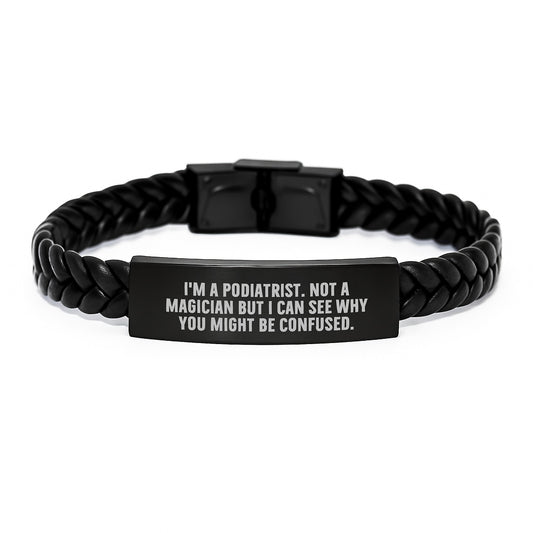Funny Podiatrist Gifts from Friends, Inspirational Interlaced Leather Bracelet for Graduation Unique Gifts, Gifts for Podiatrist Men - Image 1