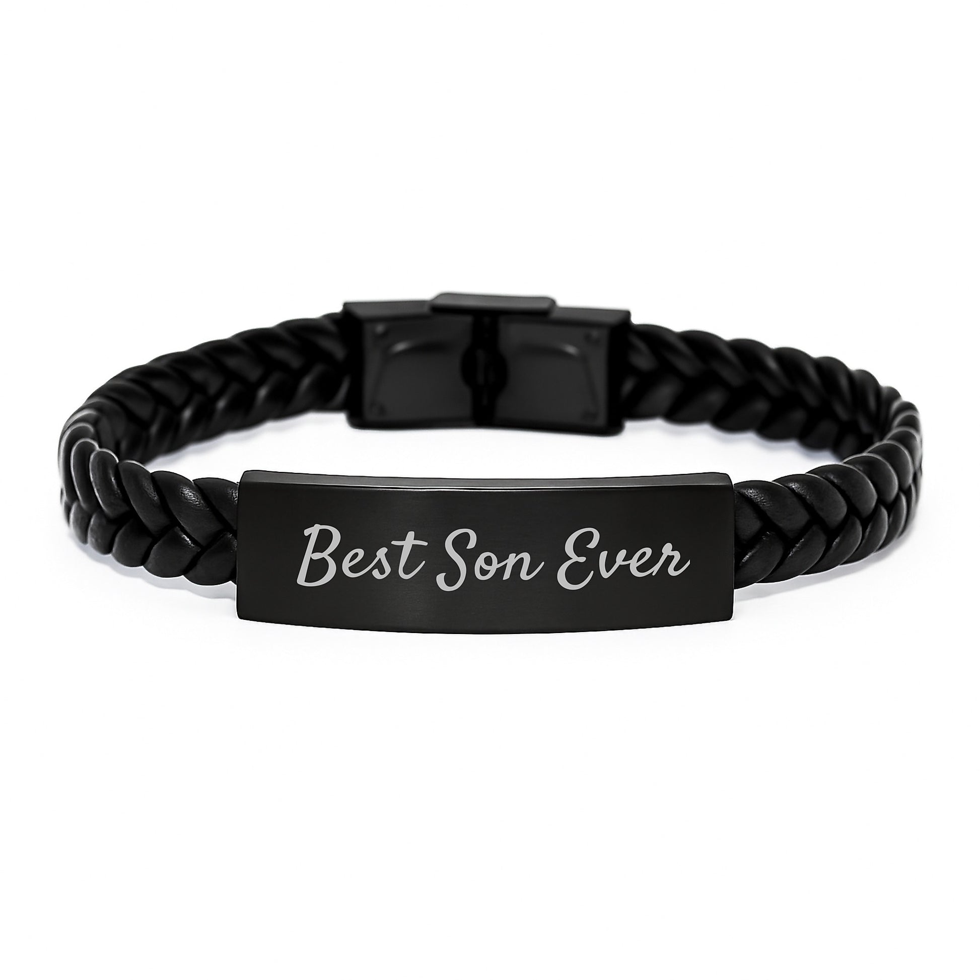 Funny Son Gifts - Best Son Ever, Interlaced Leather Bracelet for Men from Dad, Christmas Unique Gift for Son - Image 1