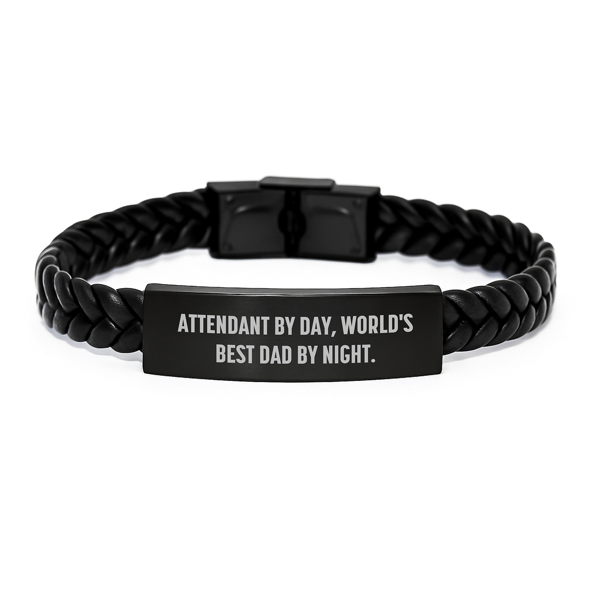 Attendant Gifts from World's Best Dads - Unique Interlaced Leather Birthday Unique Gifts for Him by Day, Funny Quote by Night - Men's Leather Accessories - Image 1