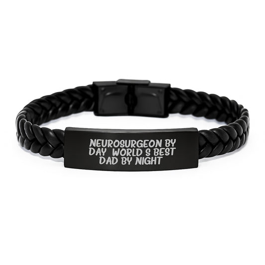 Neurosurgeon Gifts for Men, Funny Interlaced Leather Bracelet, Gifts from Dad, Christmas Unique Gifts for Neurosurgeon - Image 1