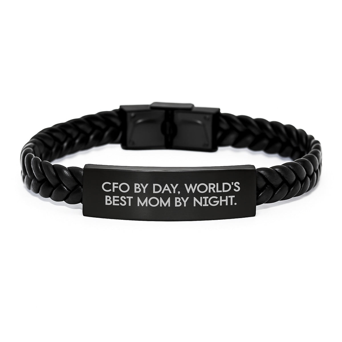 Funny CFO Gifts for Him, Interlaced Leather Bracelet with Stainless Steel and PU Leather, Perfect for CFO By Day, World's Best Dad By Night. - Image 1