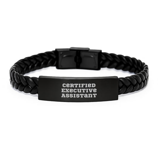 Certified Executive Assistant Funny Quote Interlaced Leather Bracelet Gifts from Family to Men or Women for Graduation Unique Gifts - Image 1