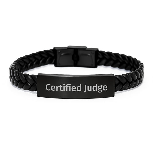 Judge's Quote Interlaced Leather Birthday Unique Gift for Men from Friends, Inspirational Funny Quote on Stainless Steel and PU Leather Interlaced Leather Bracelet - Image 1