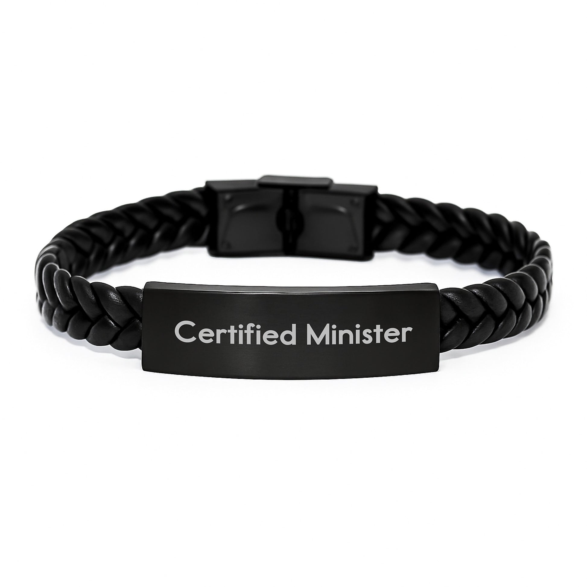 Certified Minister Inspirational Quote Interlaced Leather Bracelet Gifts from Friends, Gifts for Ministers, Graduation Unique Gifts - Image 1