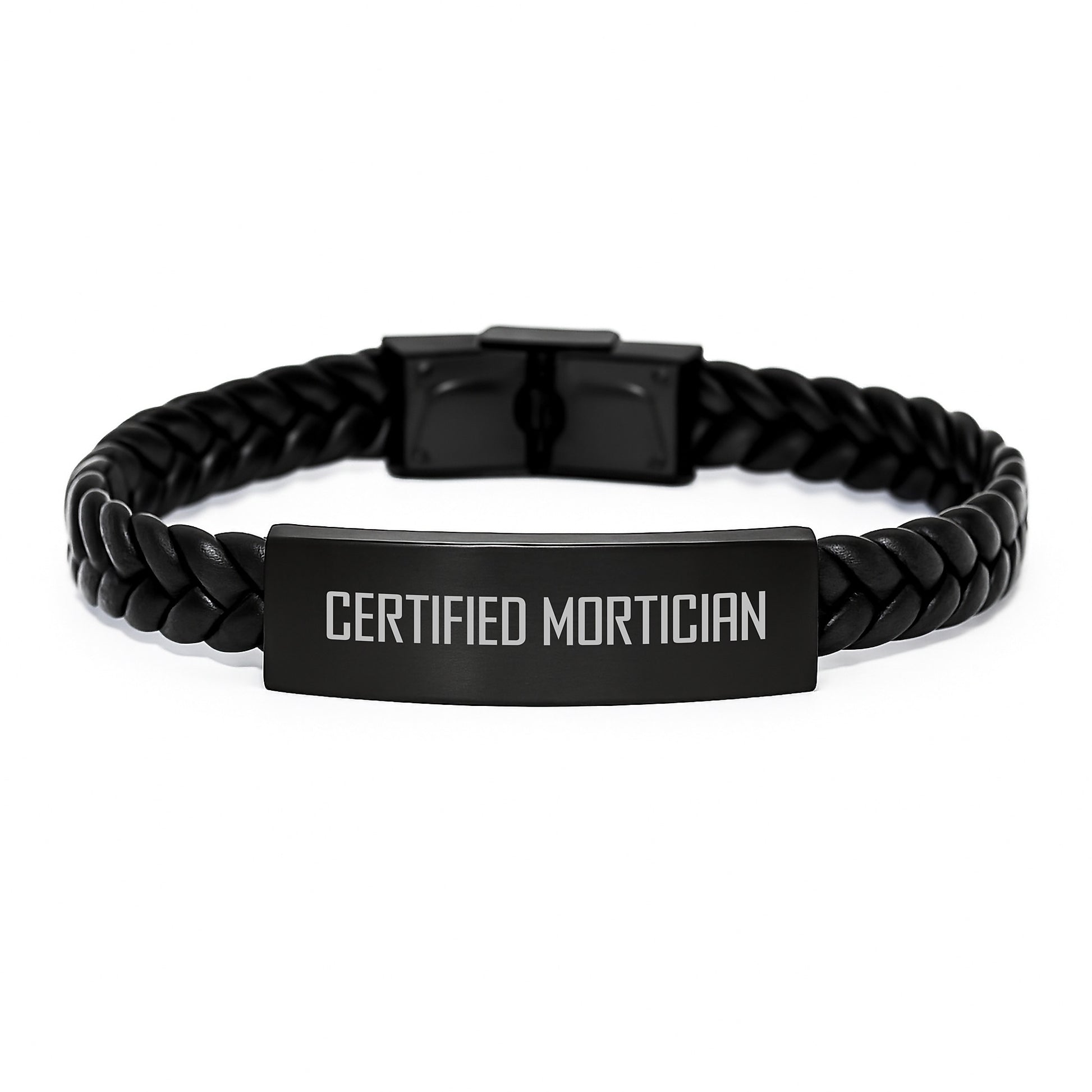 Funny Quote Certified Mortician Interlaced Leather Bracelet Gifts from Friends for Mortician Valentine's Unique - Image 1