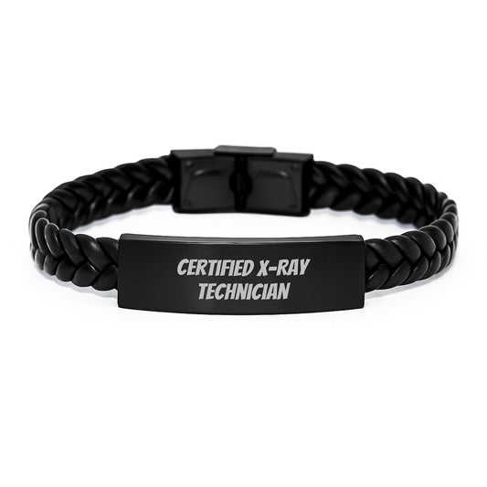 Funny X-Ray Technician Gifts, Certified X-ray Technician Graduation Unique Interlaced Leather Bracelt from Friends, Gifts for X-Ray Technician Men - Image 1