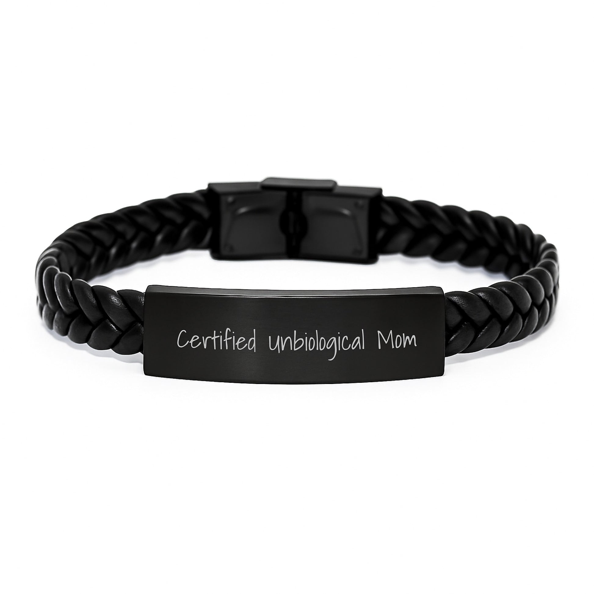 Funny Quote Gifts for Unbiological Mom, Interlaced Leather Graduation Unique Gifts from Family, Friends or Coworkers - Image 1